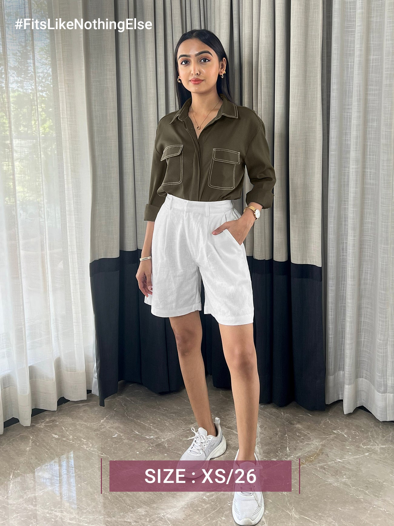 Linen Pleated Shorts- White