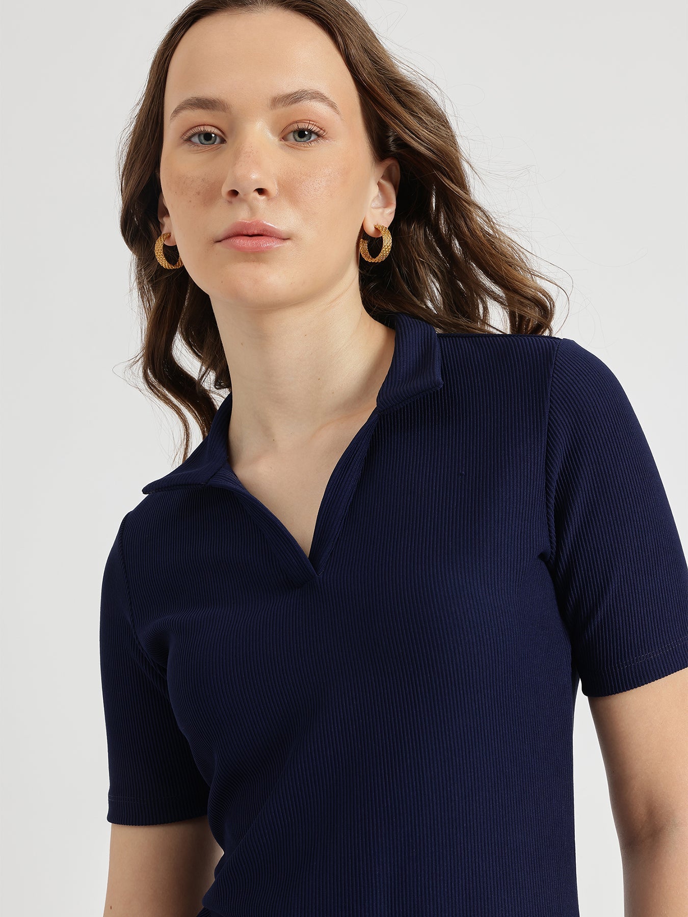 Bodycon Ribbed Midi Dress - Navy blue