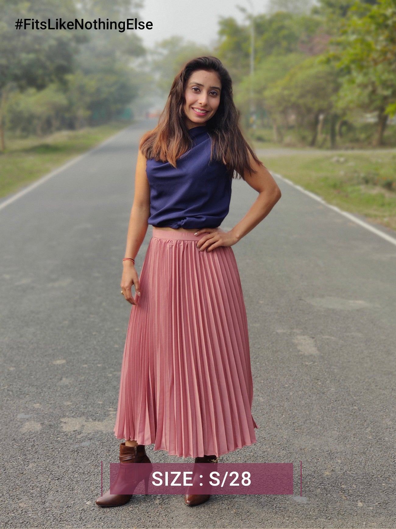Satin Two-Way Tie Up Top - Navy Blue