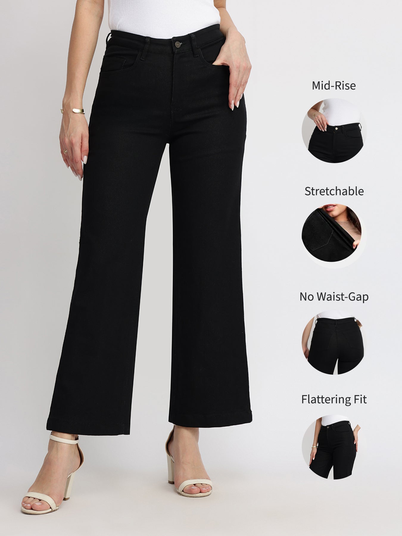 Wide Leg Jeans - Black