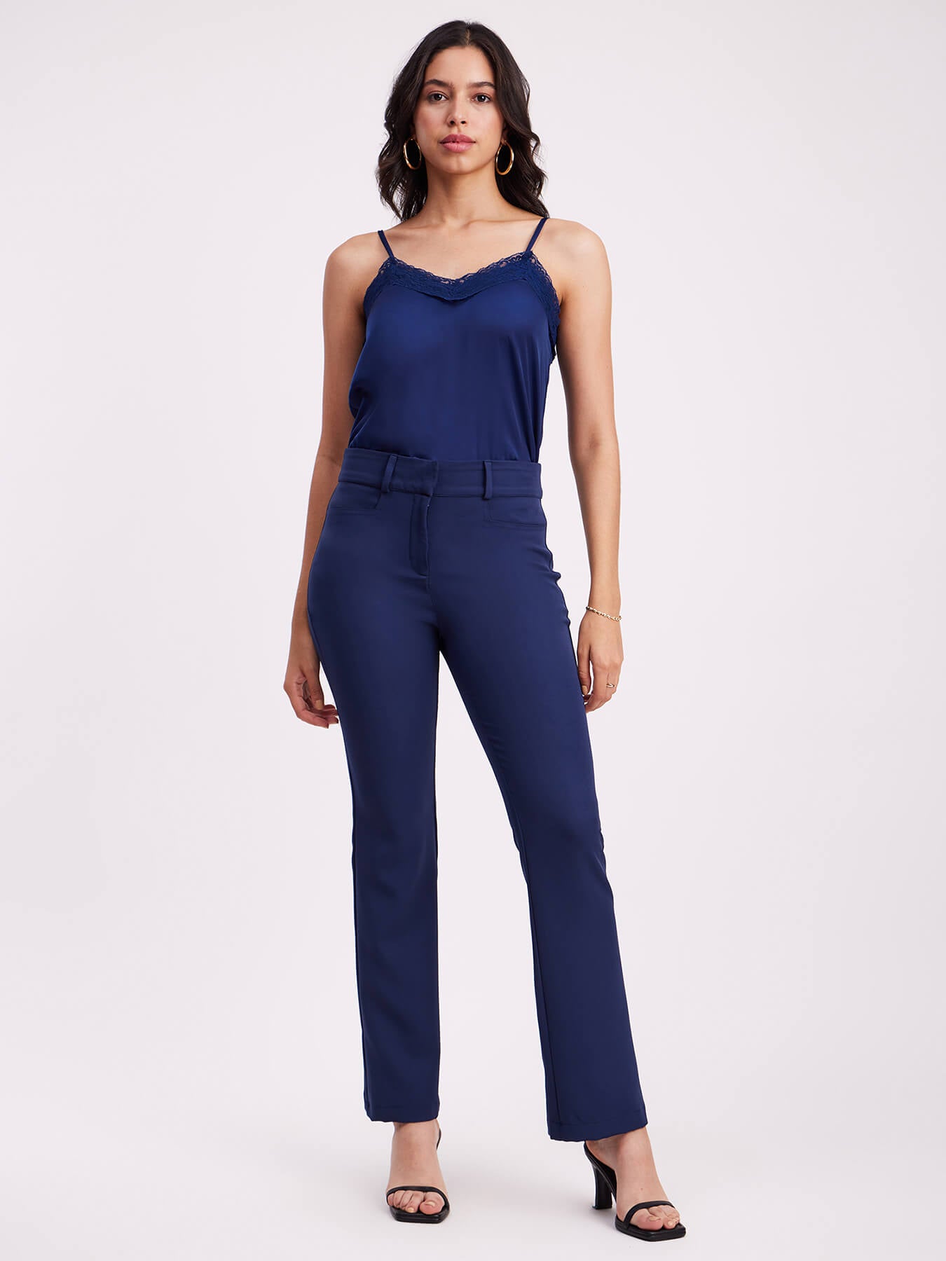 Satin Lace Camisole - Navy Blue