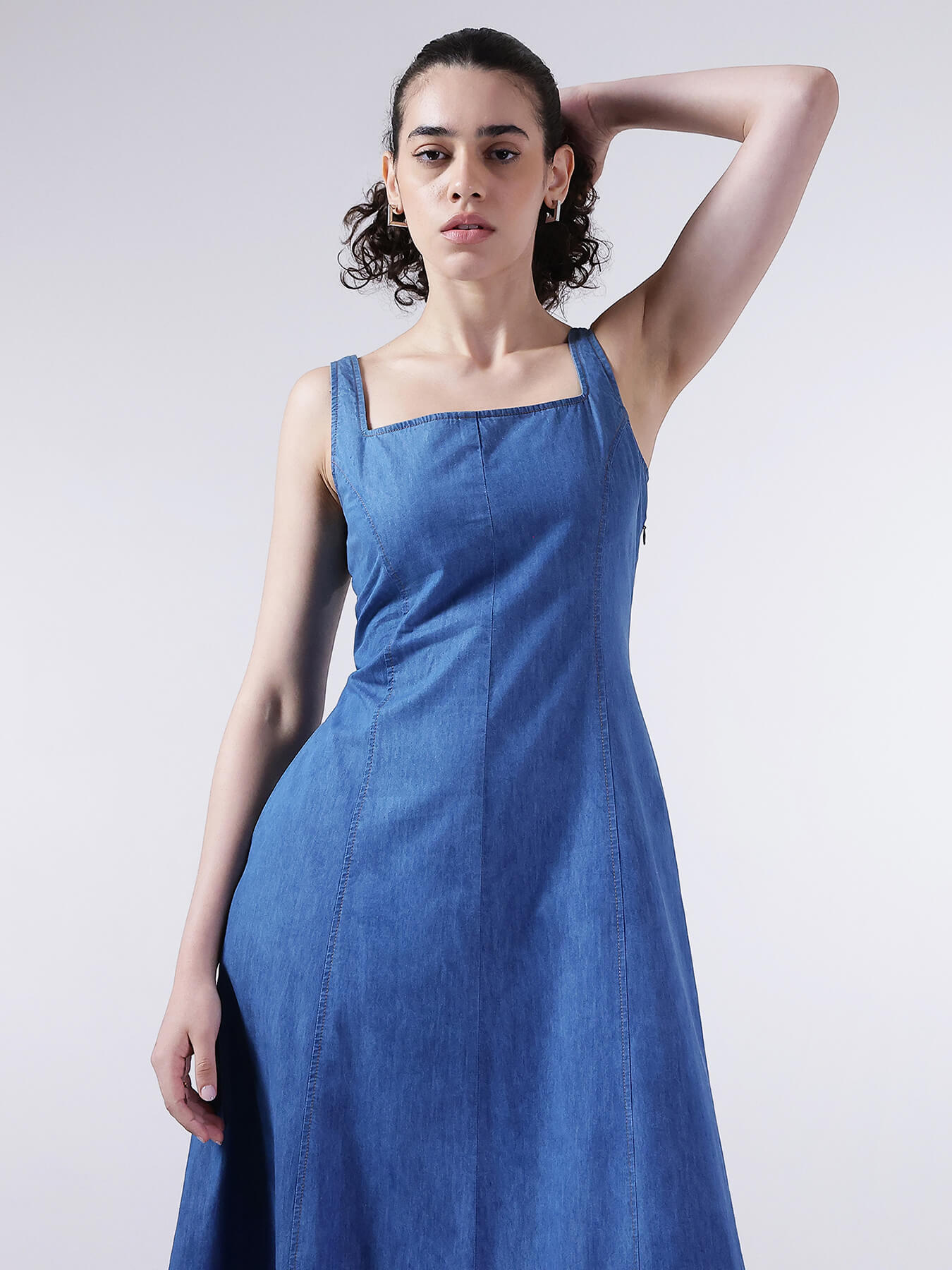 Denim Midi Dress - Blue
