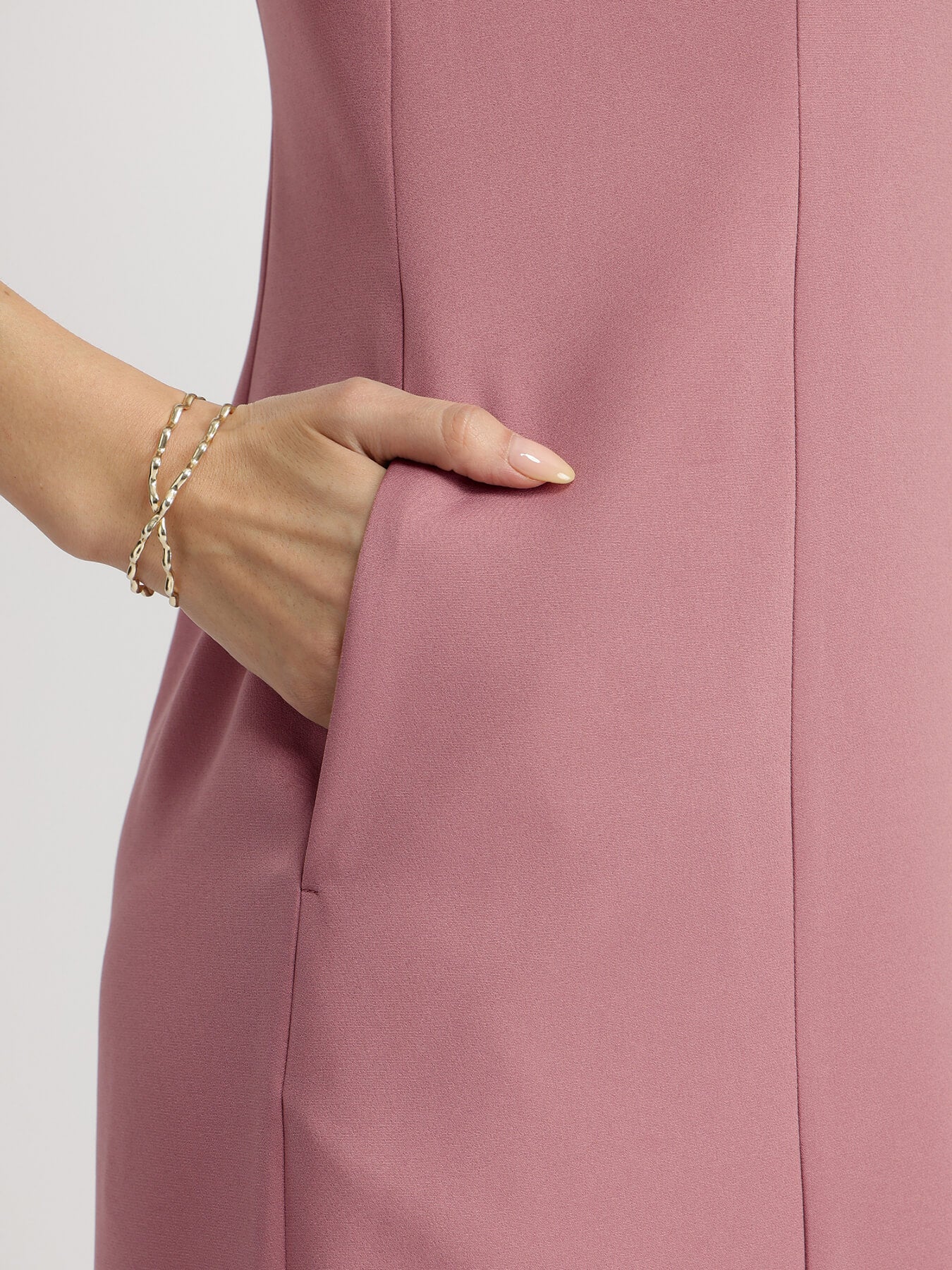Crew Neck Shift Dress - Dusty Pink