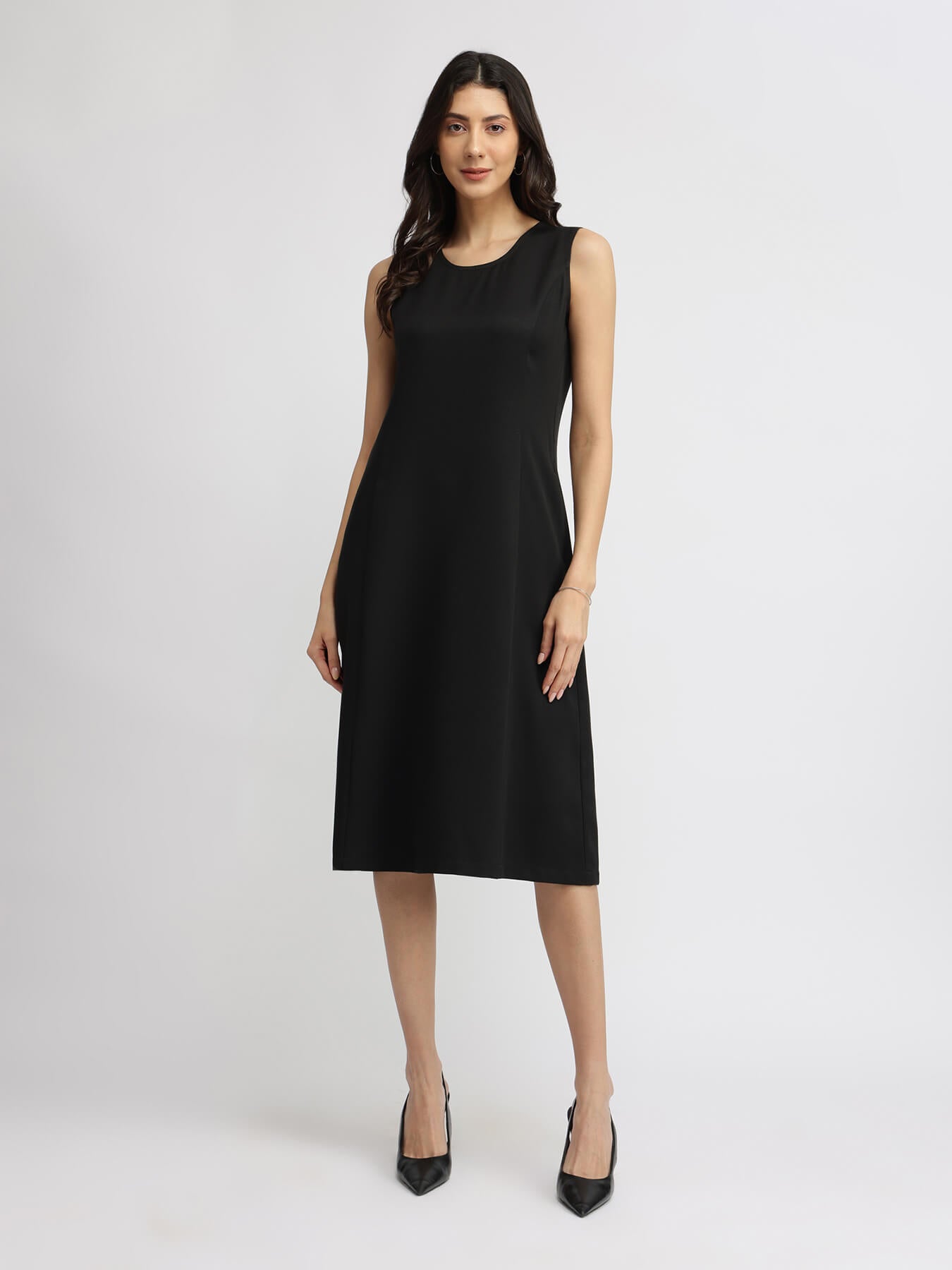 A-line Midi Dress - Black