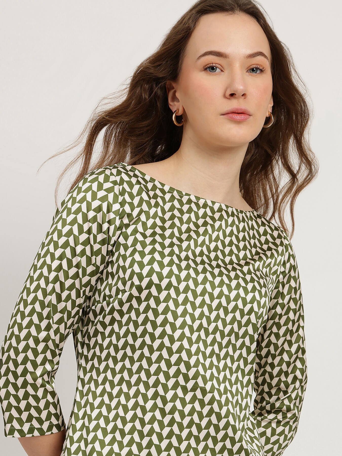 Satin Shift Dress - Olive