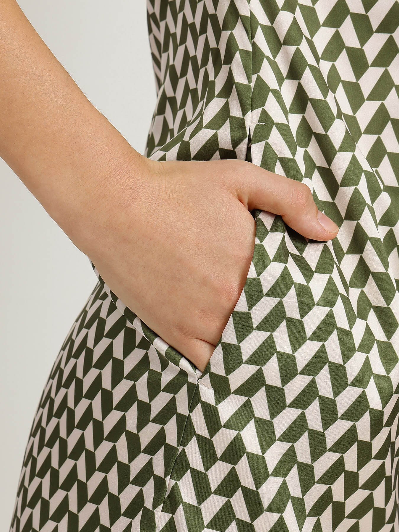 Satin Shift Dress - Olive