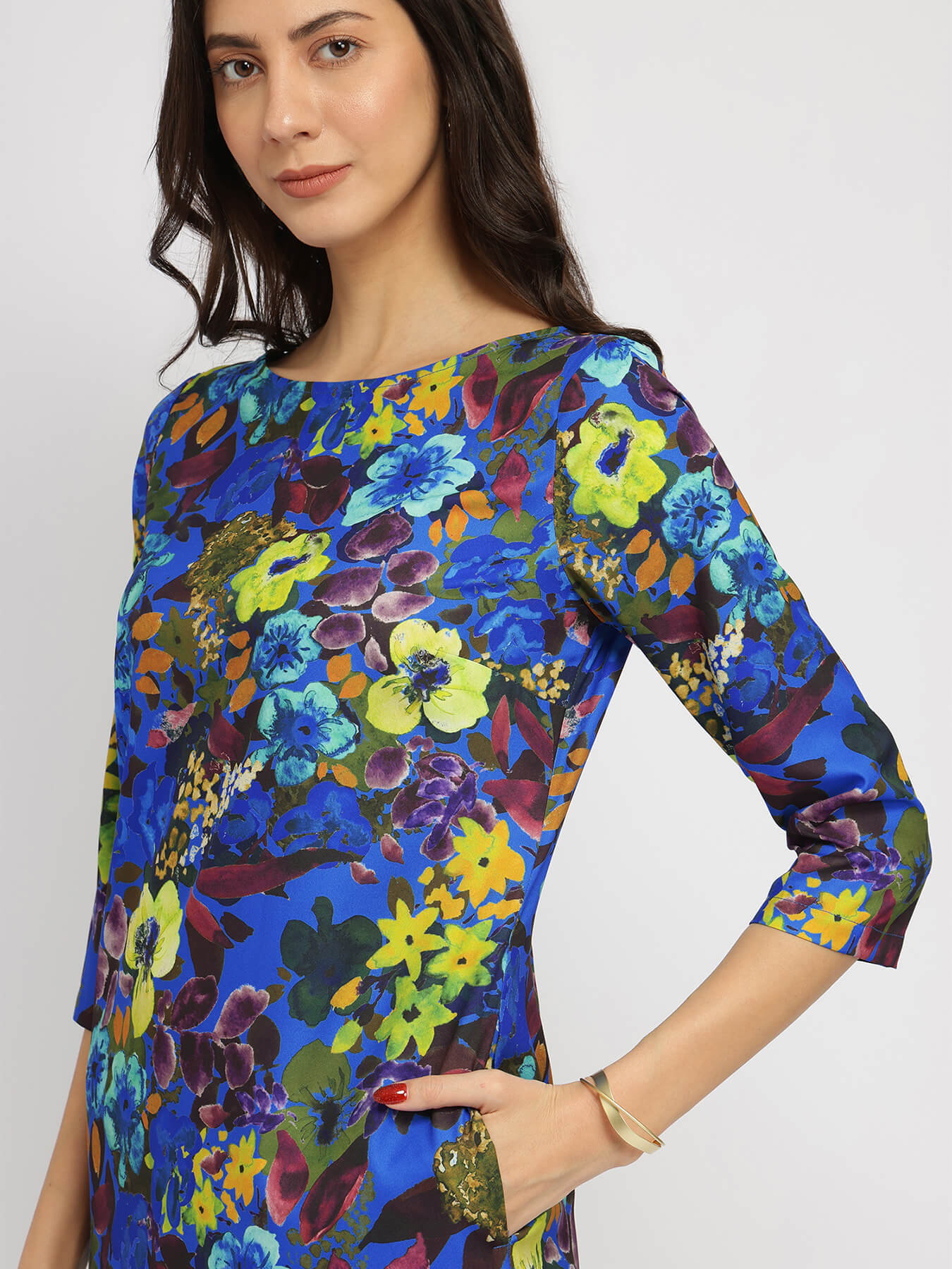 Floral Shift Dress - Blue