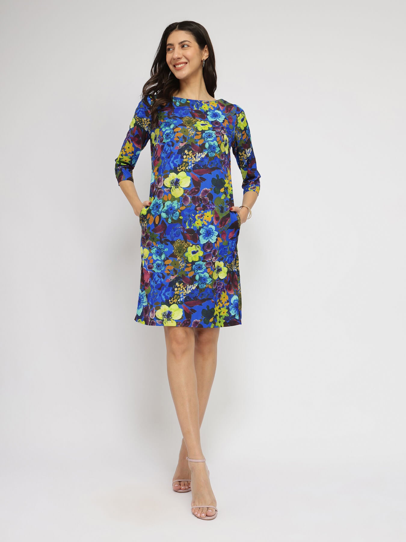 Floral Shift Dress - Blue