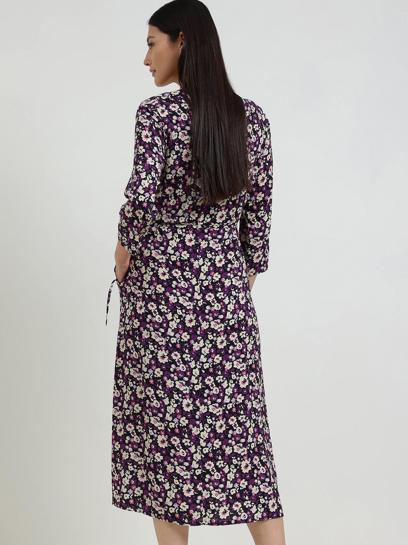 Floral Wrap Dress - Purple