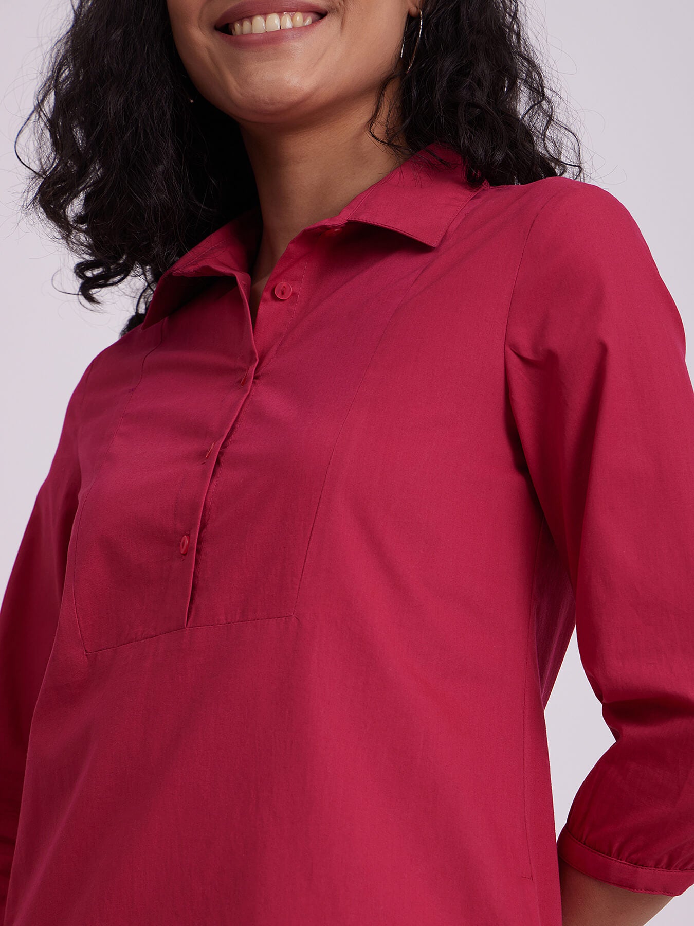 Tie Up Sleeve Dress - Fuchsia