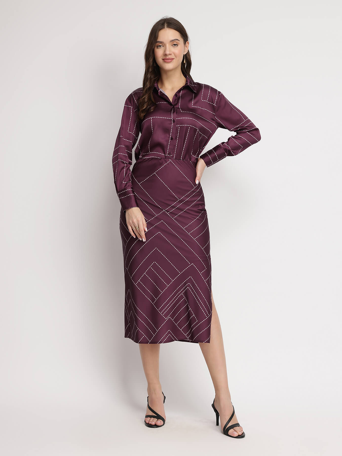 Dash and Dot Co-ord - Maroon