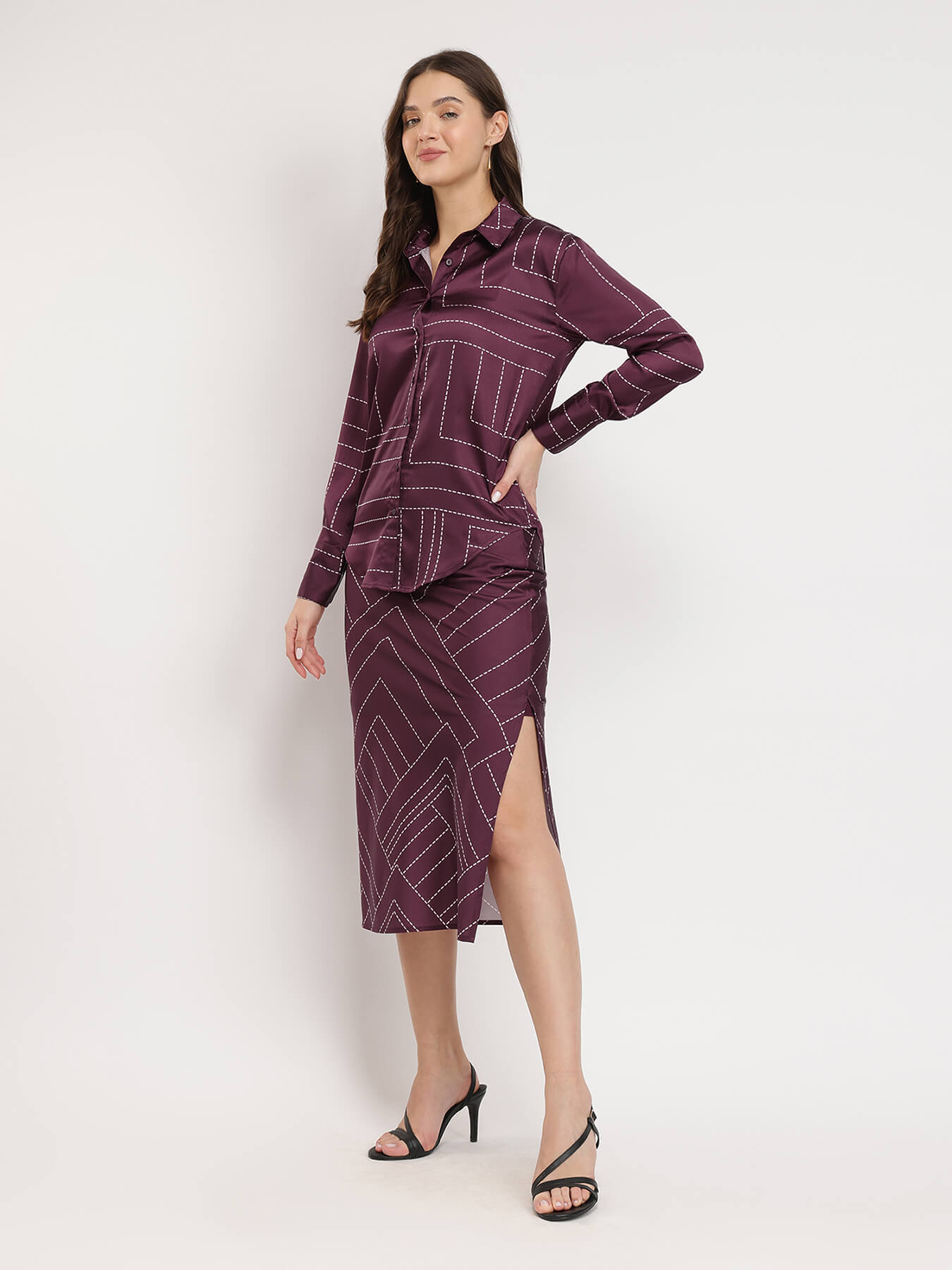 Dash and Dot Co-ord - Maroon