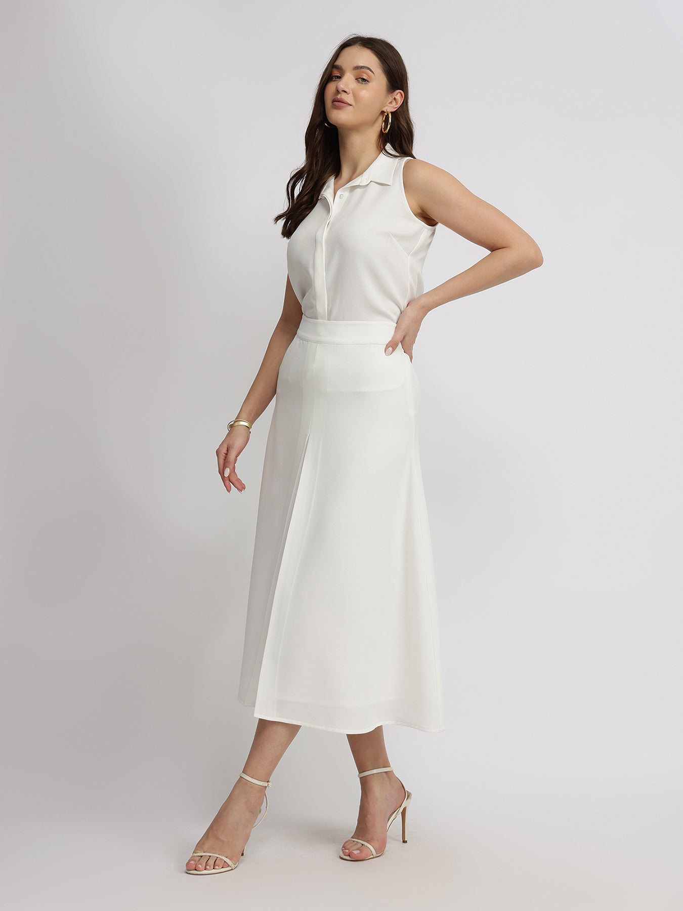 Pleated Skirt Co-ord - White