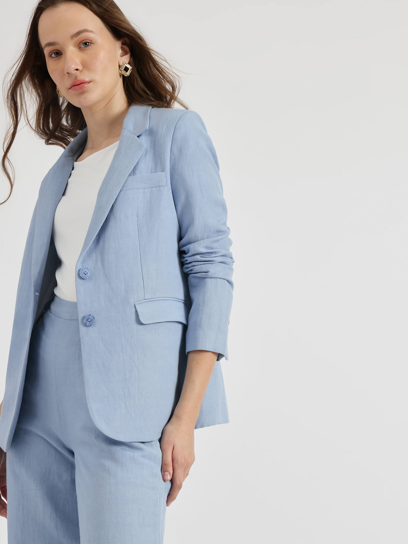 Linen Blazer Co-ord - Light Blue