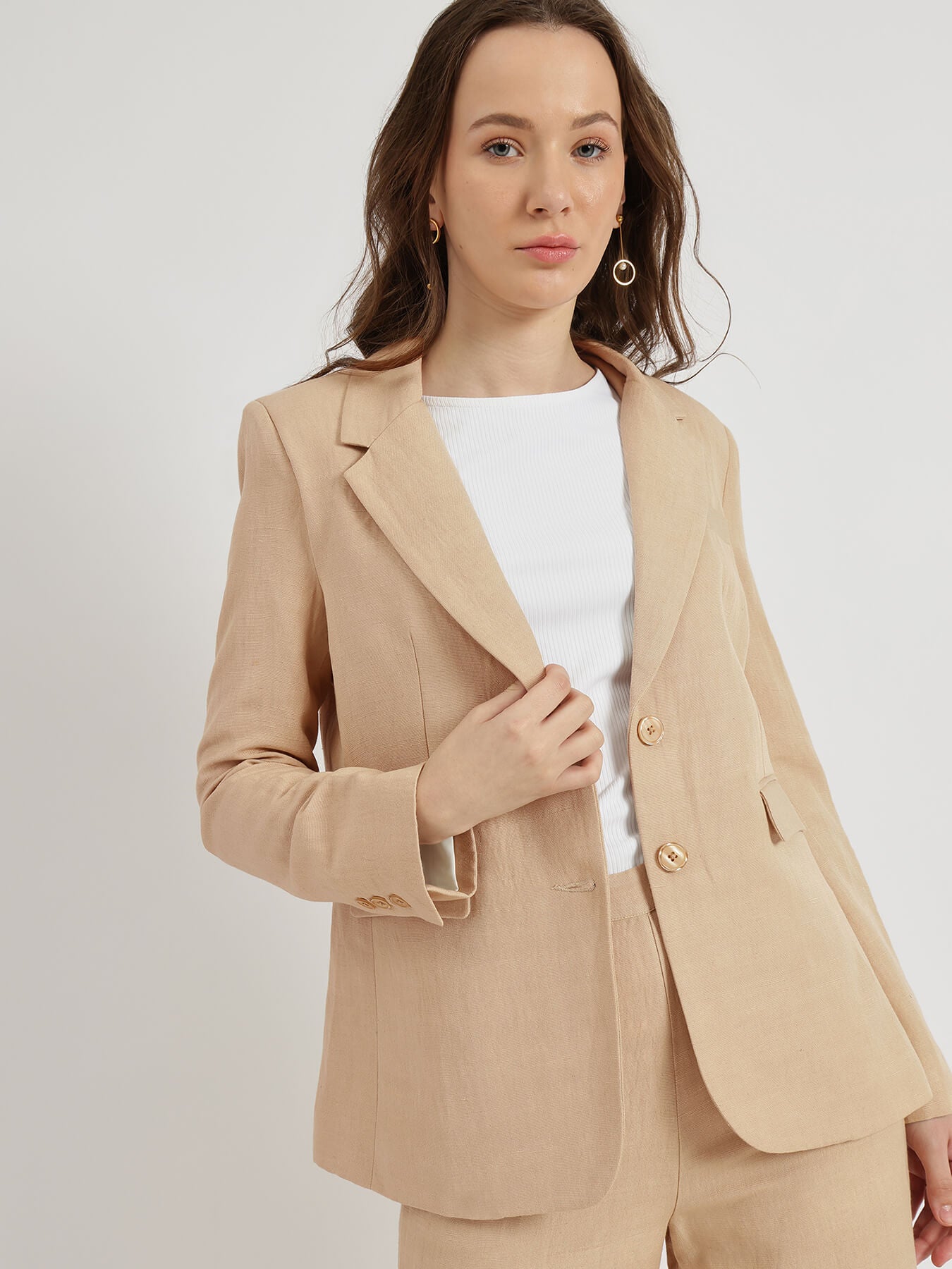 Linen Blazer Co-ord - Beige