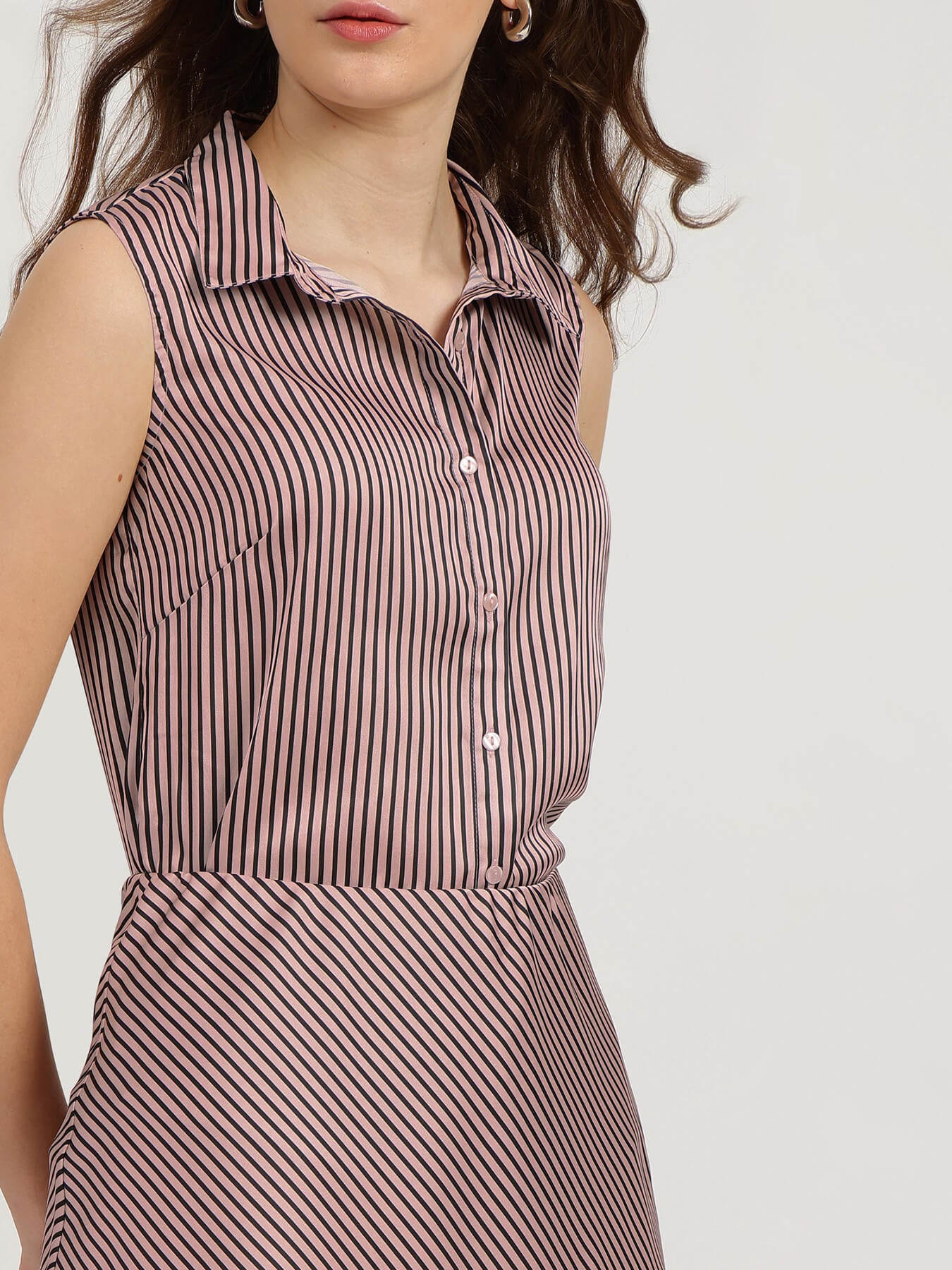 Shirt and Flared Skirt Co-ord - Dusty Pink