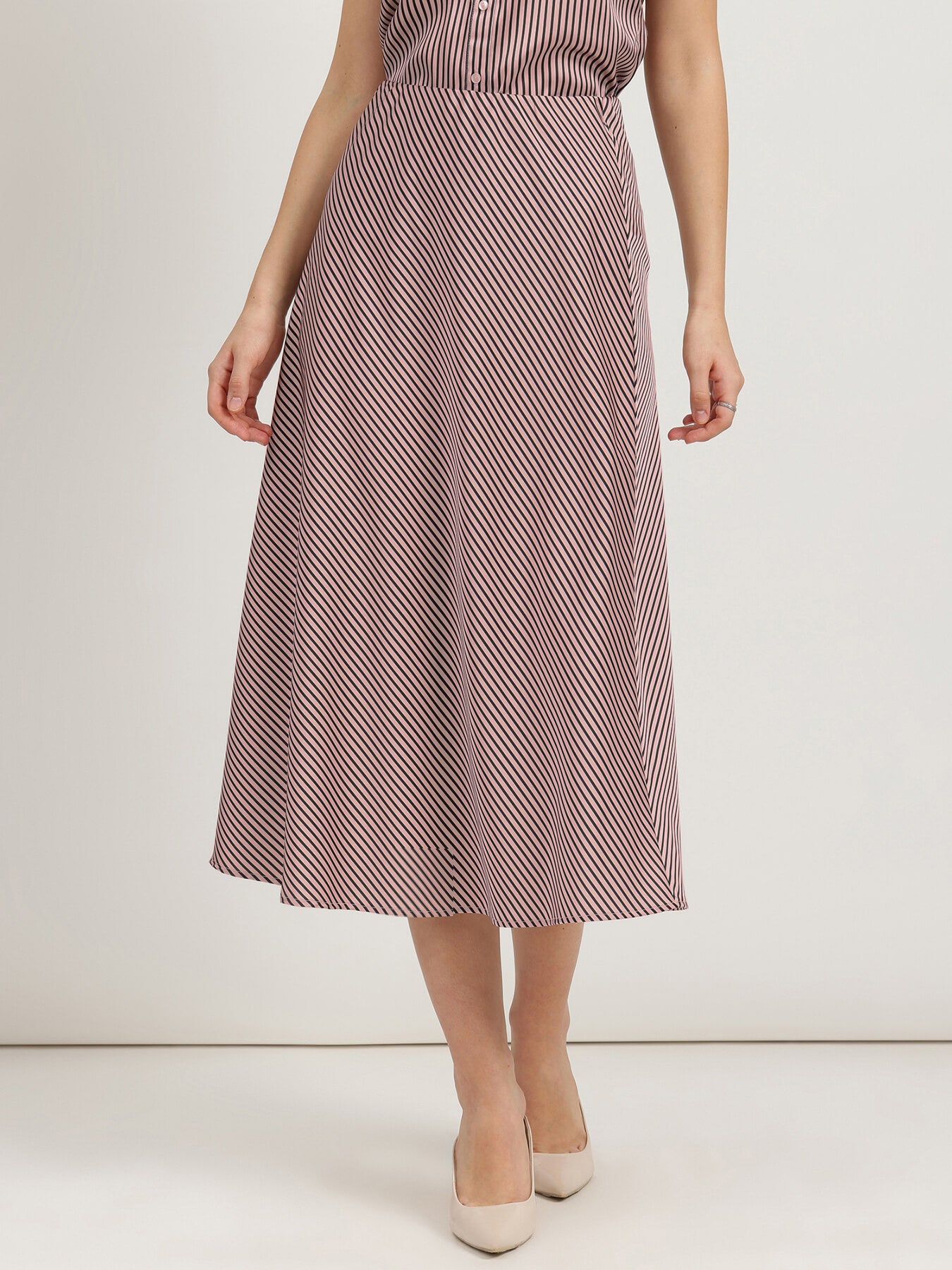 Shirt and Flared Skirt Co-ord - Dusty Pink