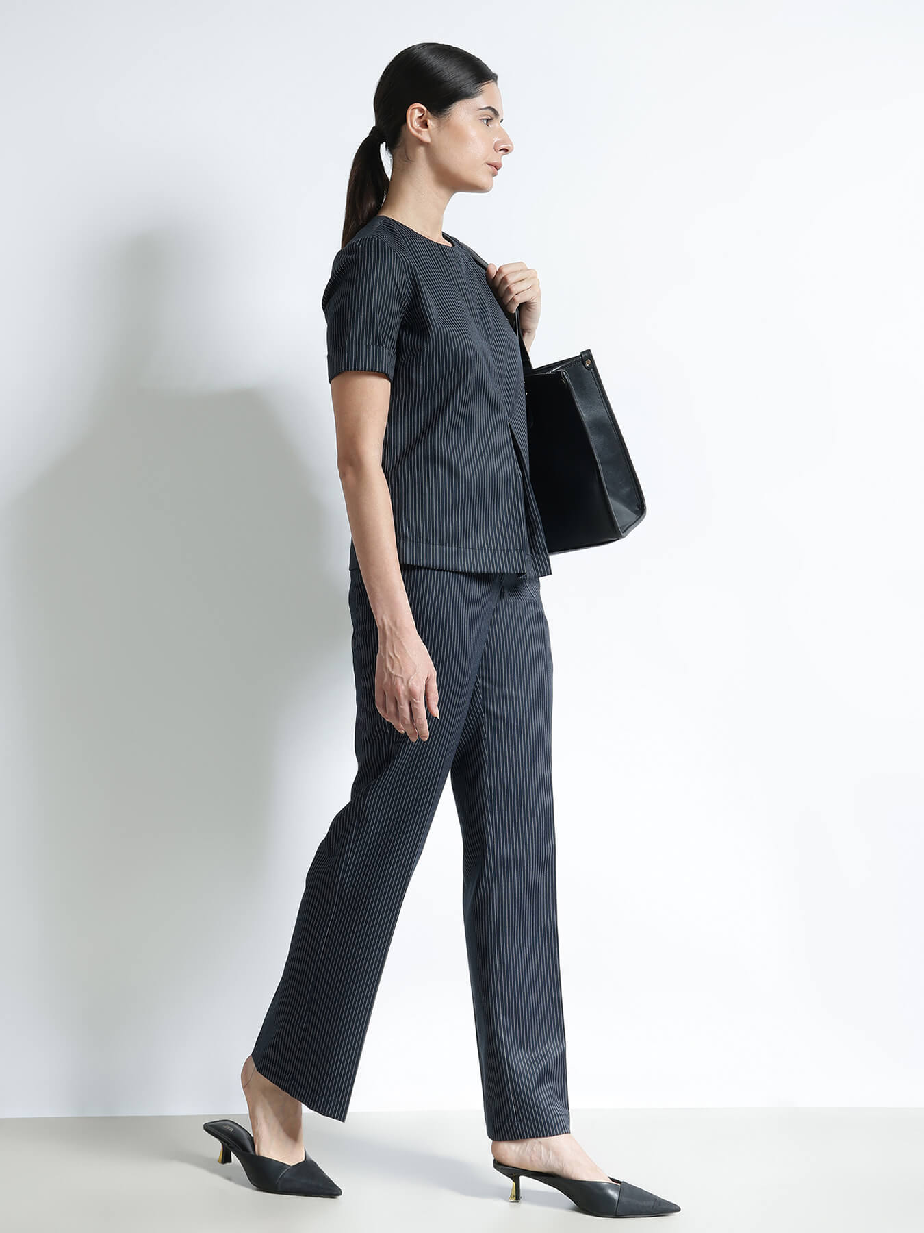 Top and Straight Fit Trousers Co-ord - Navy Blue