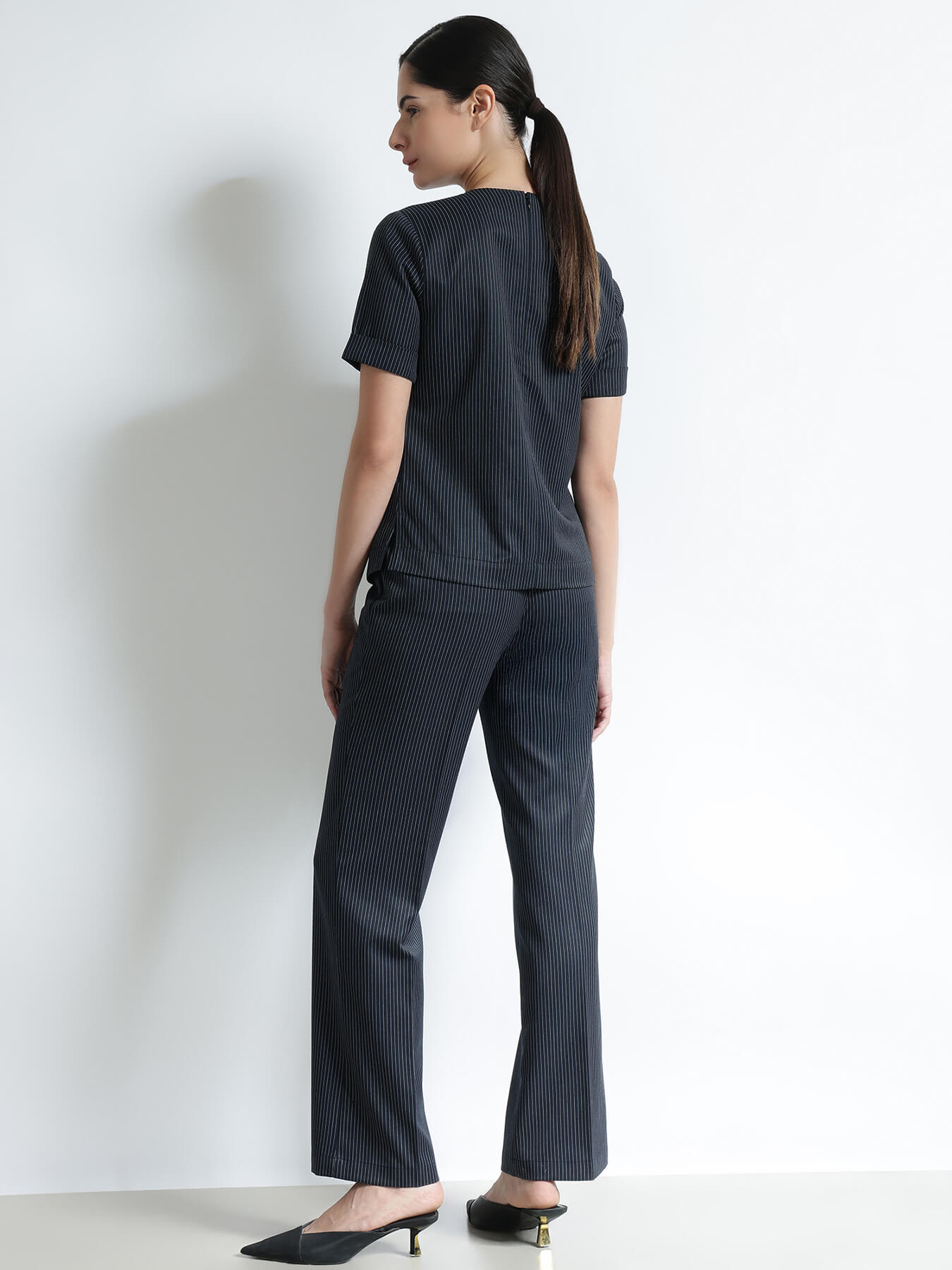 Top and Straight Fit Trousers Co-ord - Navy Blue