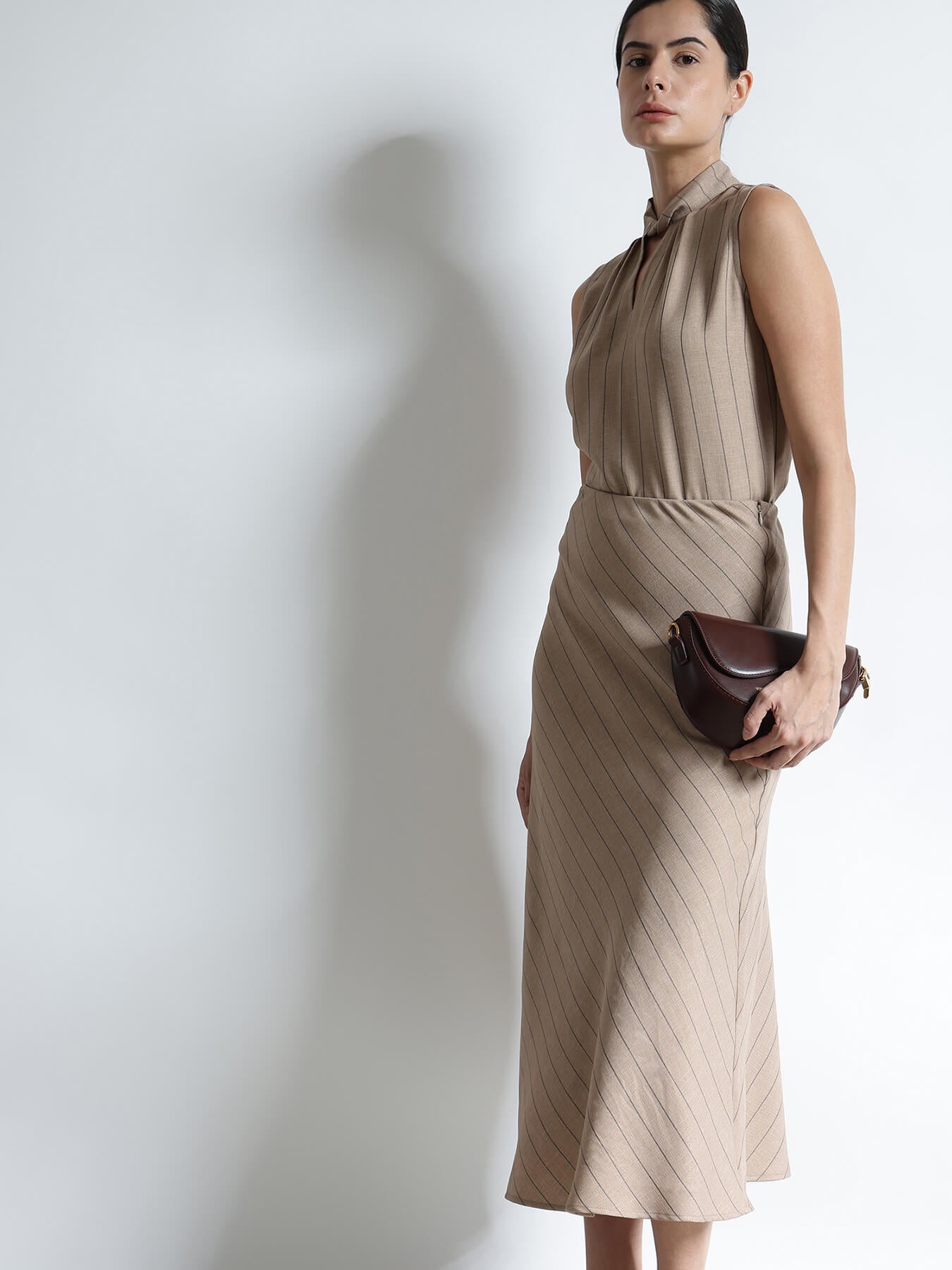 Top and A-line Skirt Co-ord- Brown