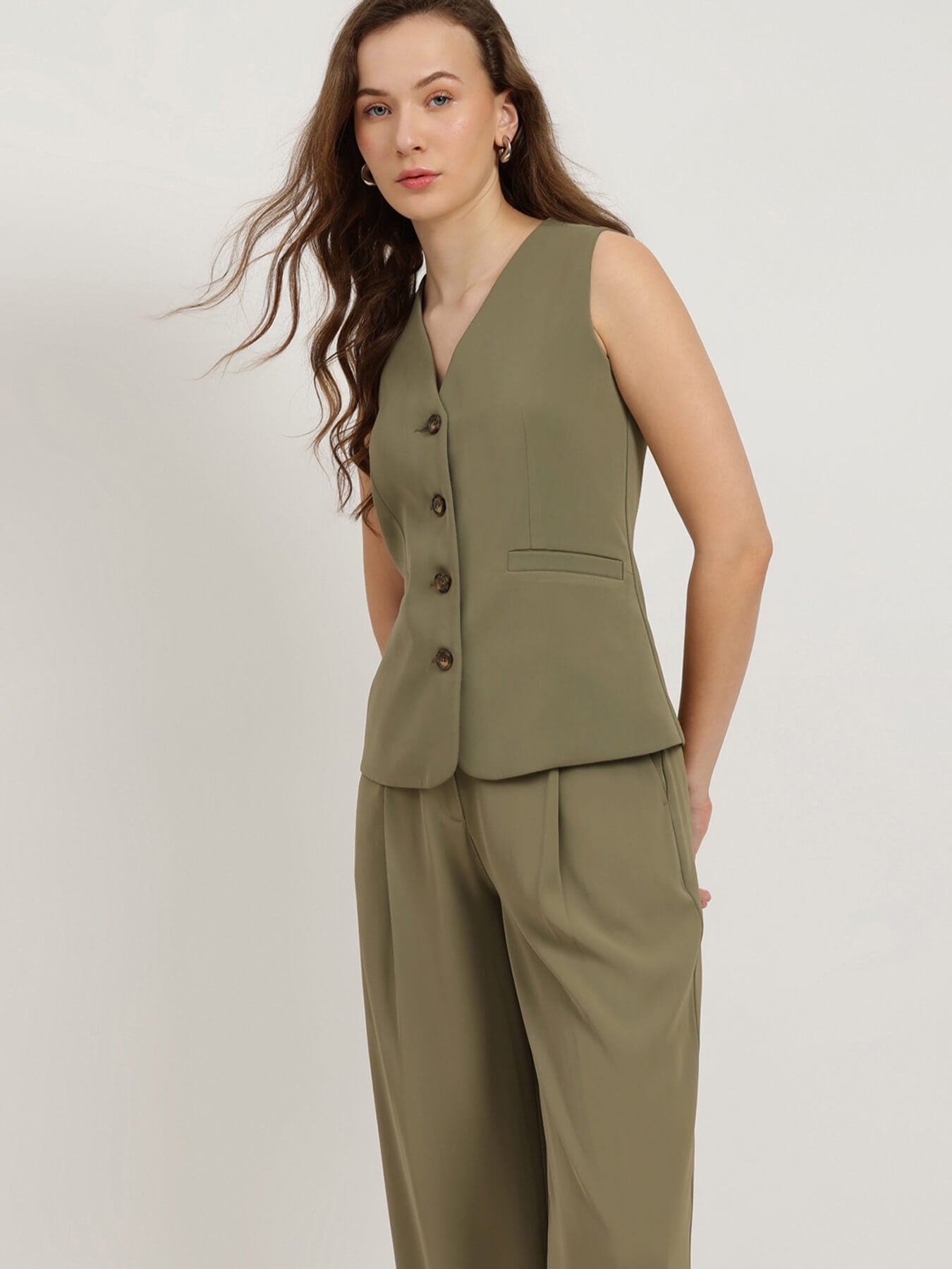 Waistcoat and Trousers Co-ord - Olive