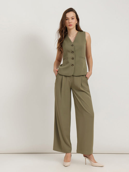 Waistcoat and Trousers Co-ord - Olive