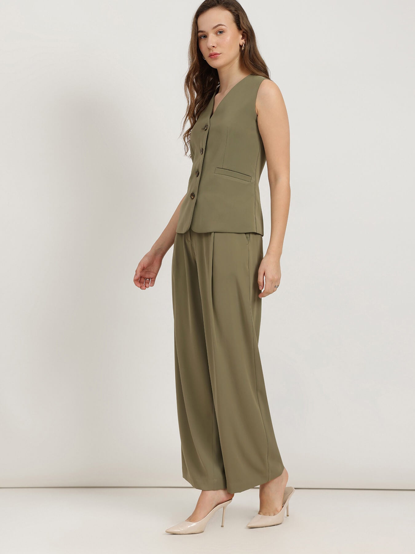 Waistcoat and Trousers Co-ord - Olive