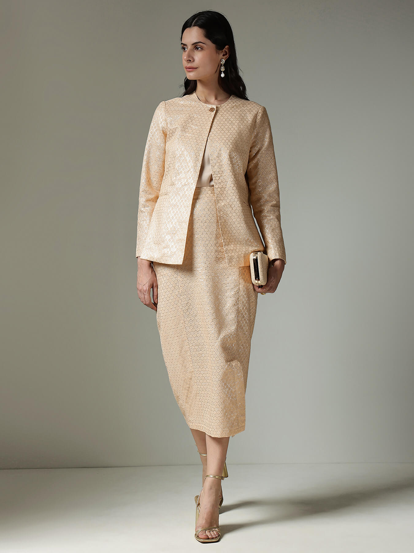 Jacket & Skirt Co-ord Set - Beige