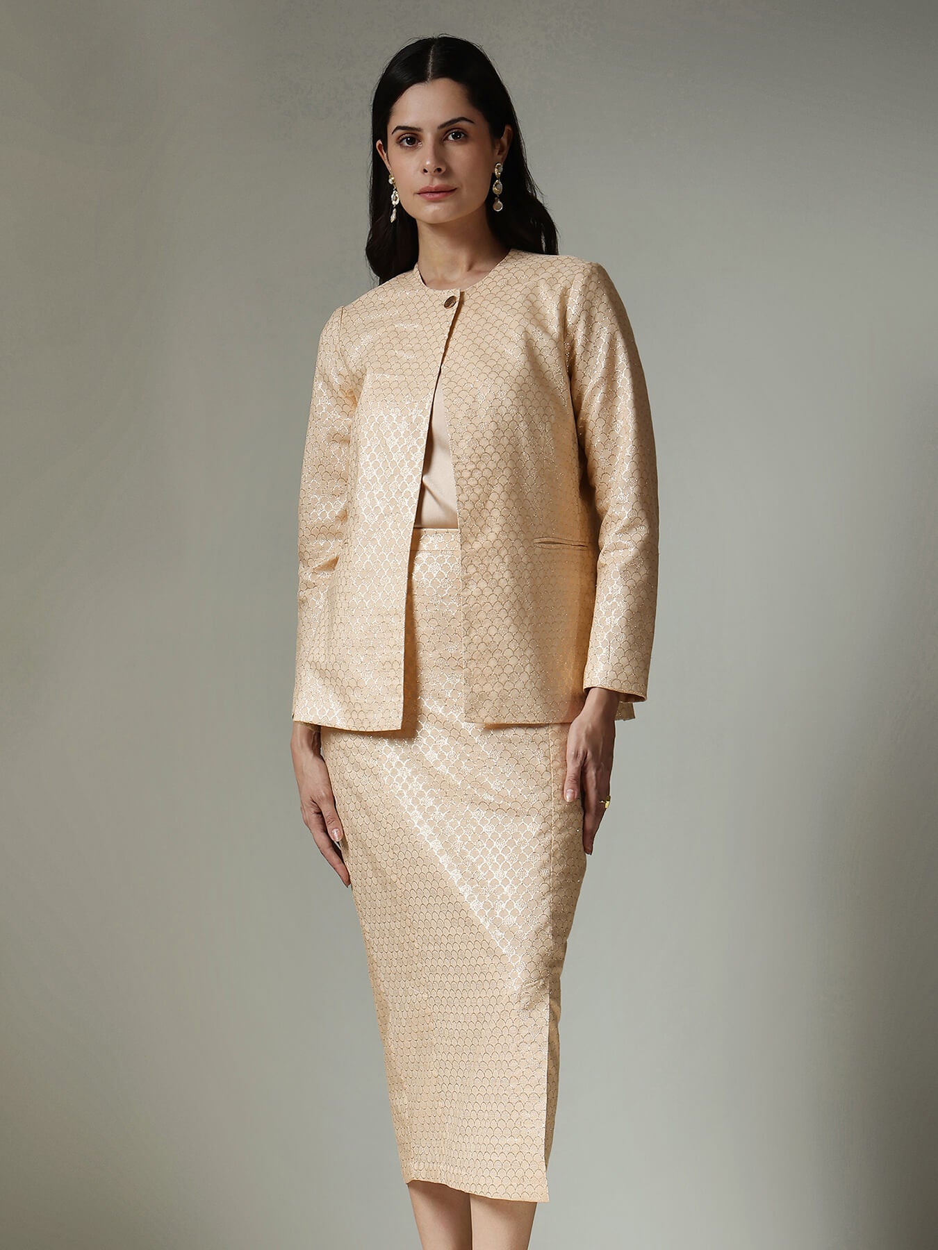 Jacket & Skirt Co-ord Set - Beige