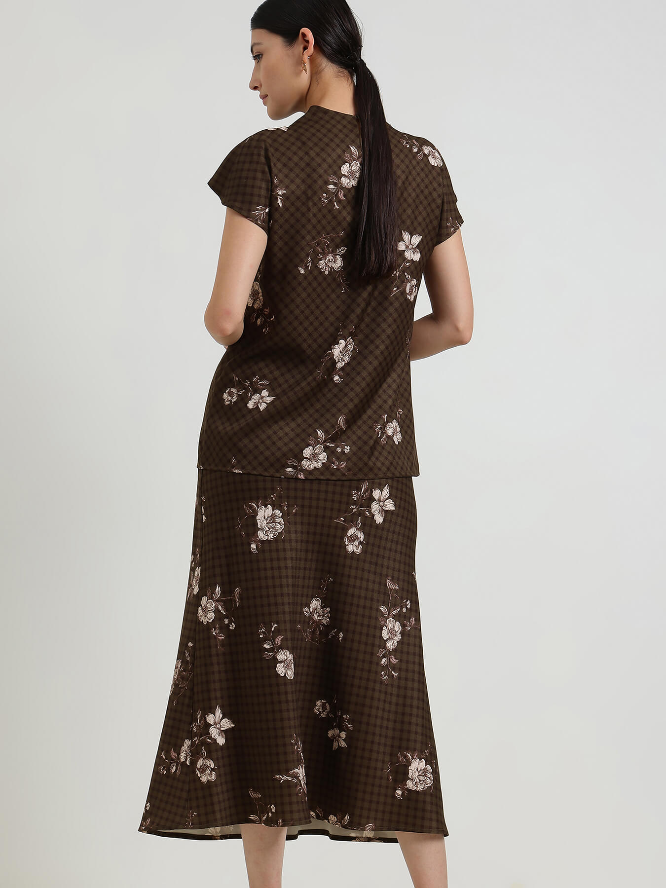 Plaid Floral Coord - Olive