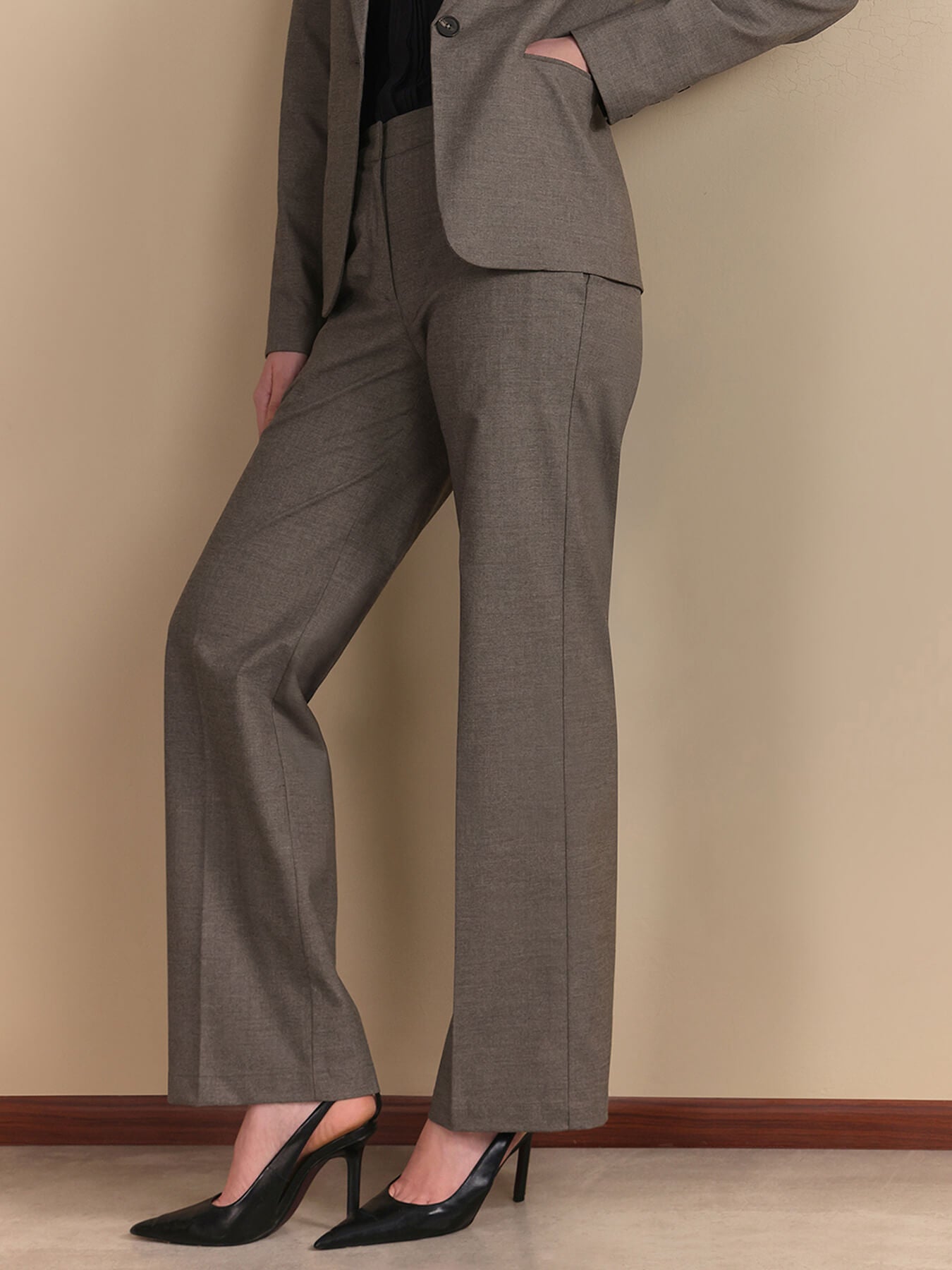 Single Breasted Blazer and Wide leg Trousers Coord - Grey
