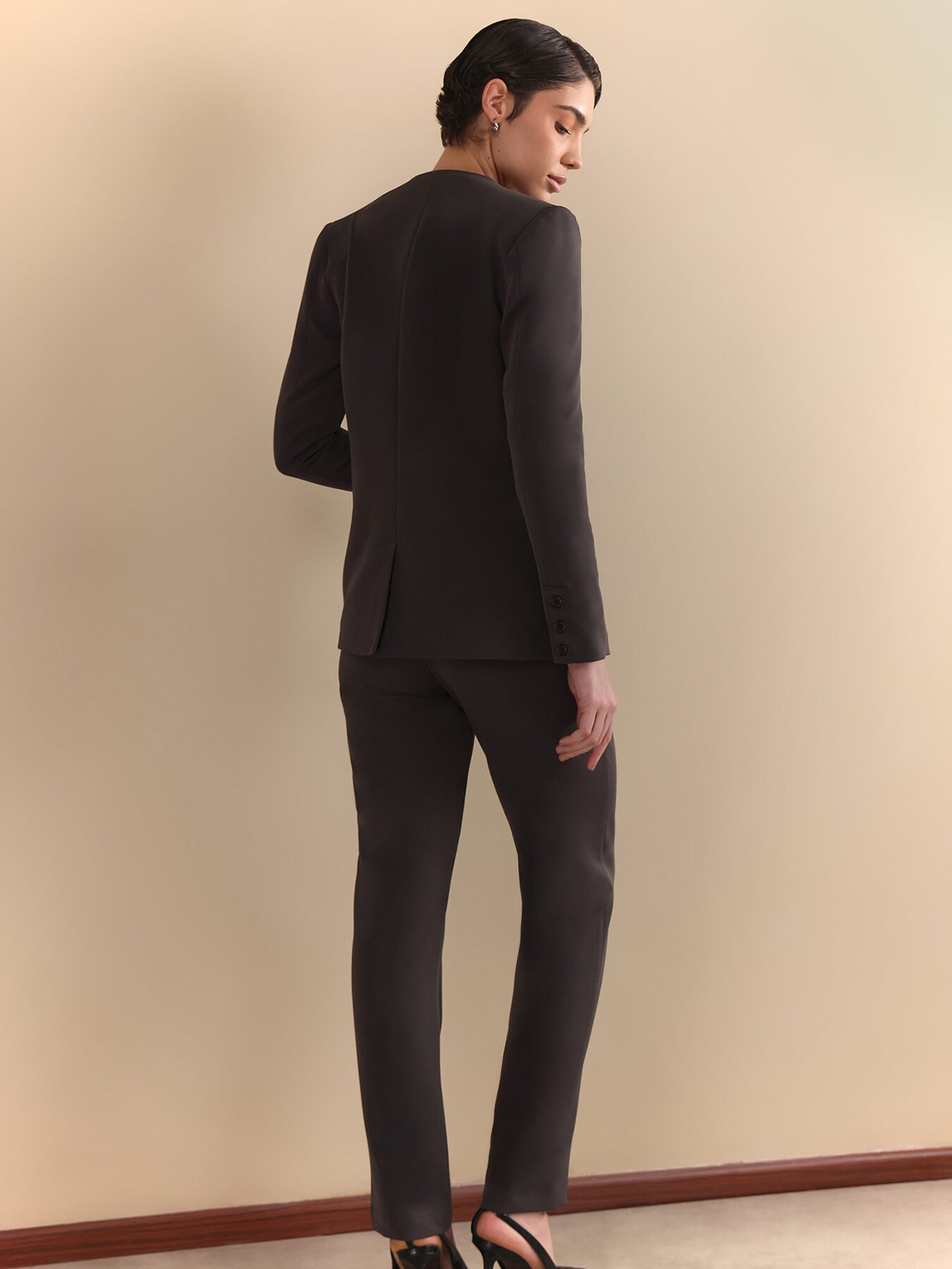 Single Breasted Blazer and Pintuck Trousers Coord - Grey