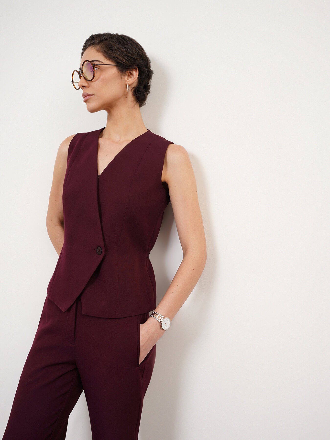 Waistcoat & Straight Trousers Coord - Maroon