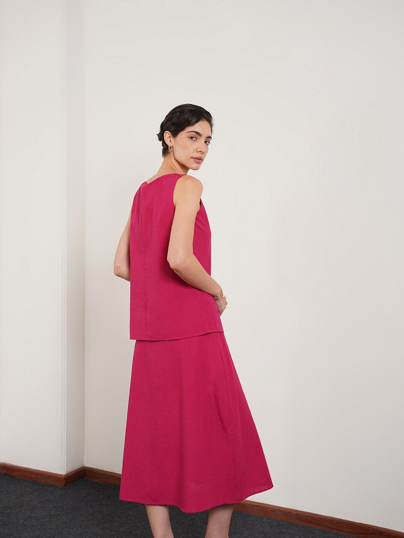 Cotton Boat Neck Coord - Pink