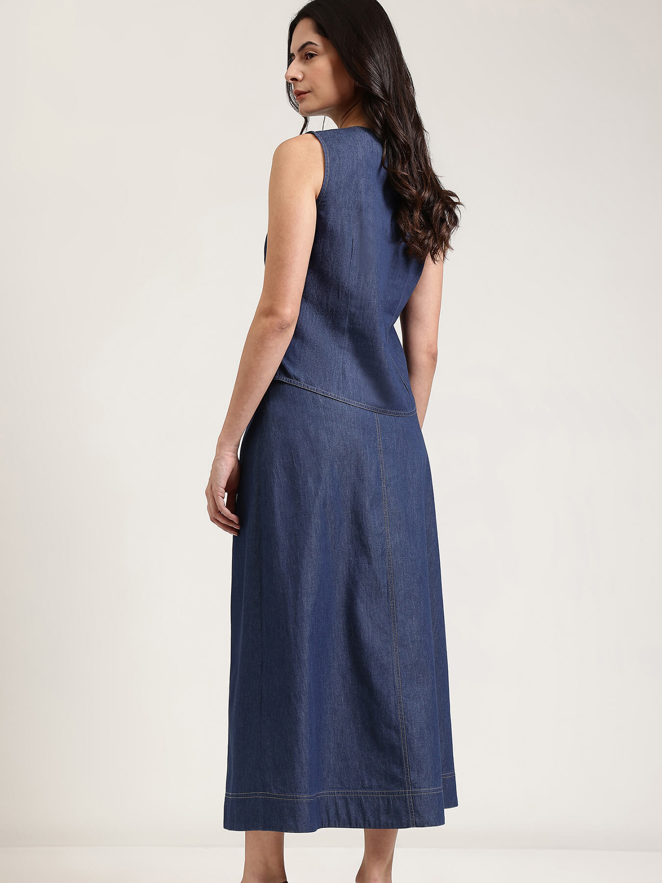 Denim Skirt Co-ord Set - Navy Blue