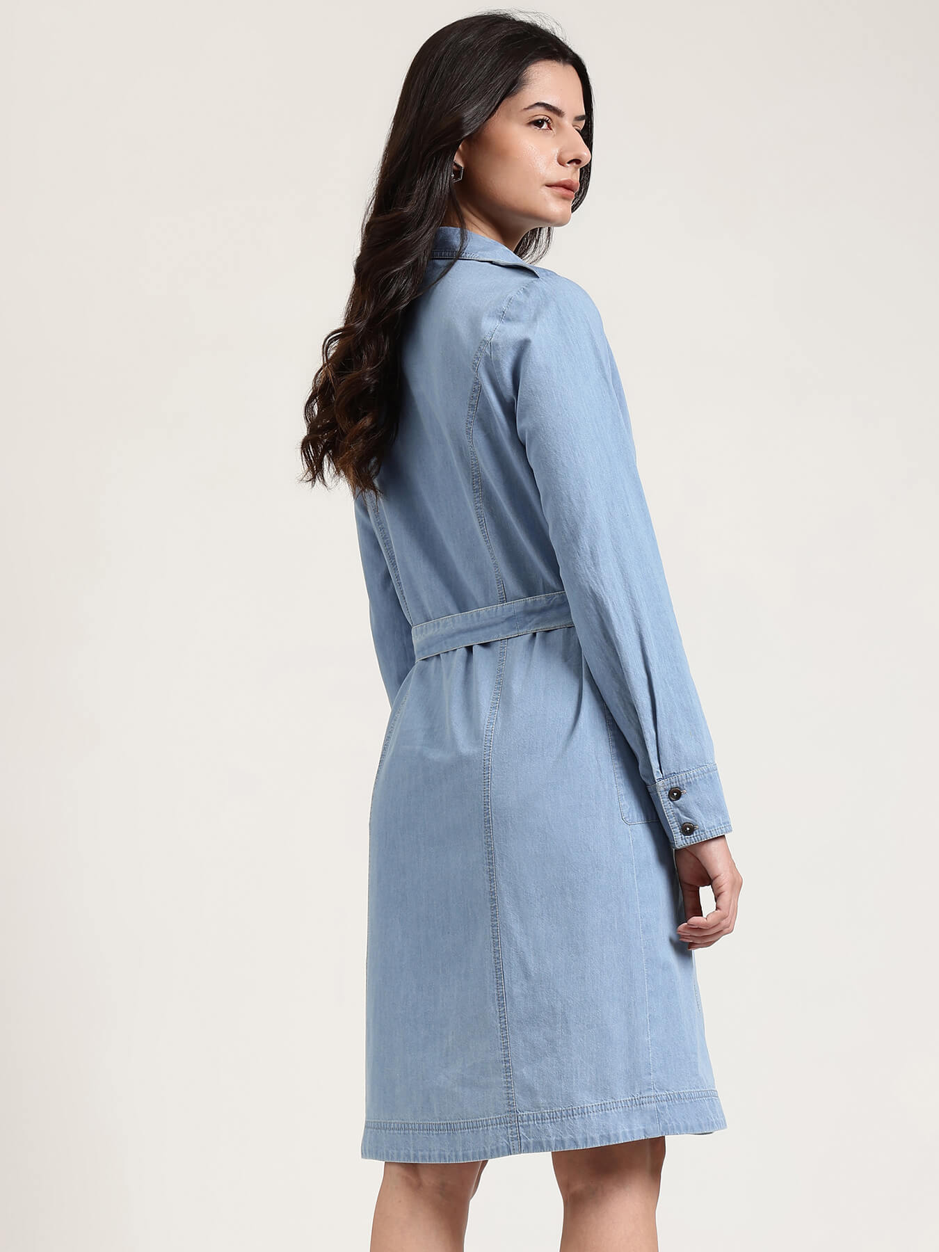 Denim Shirt Dress - Light Blue