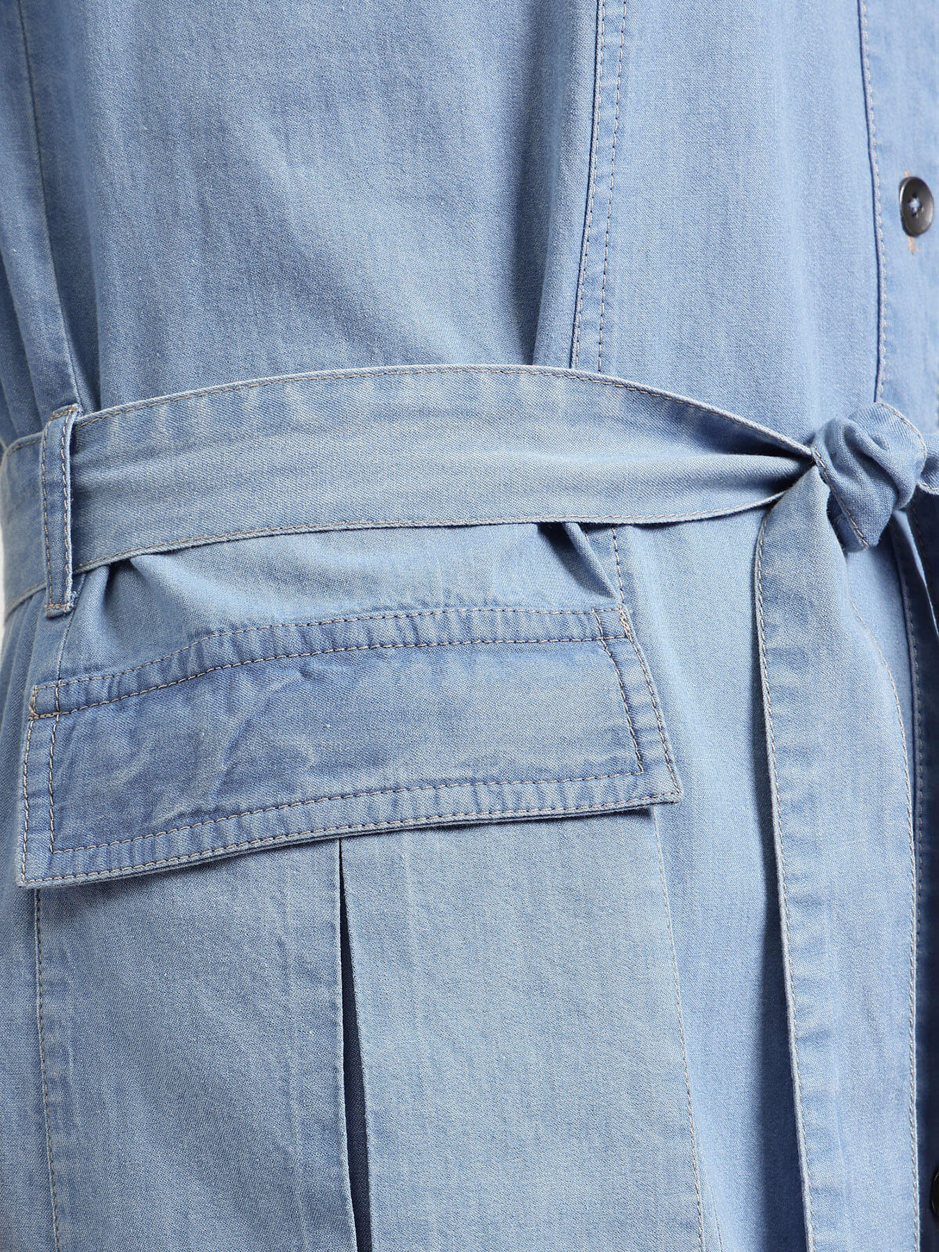 Denim Shirt Dress - Light Blue