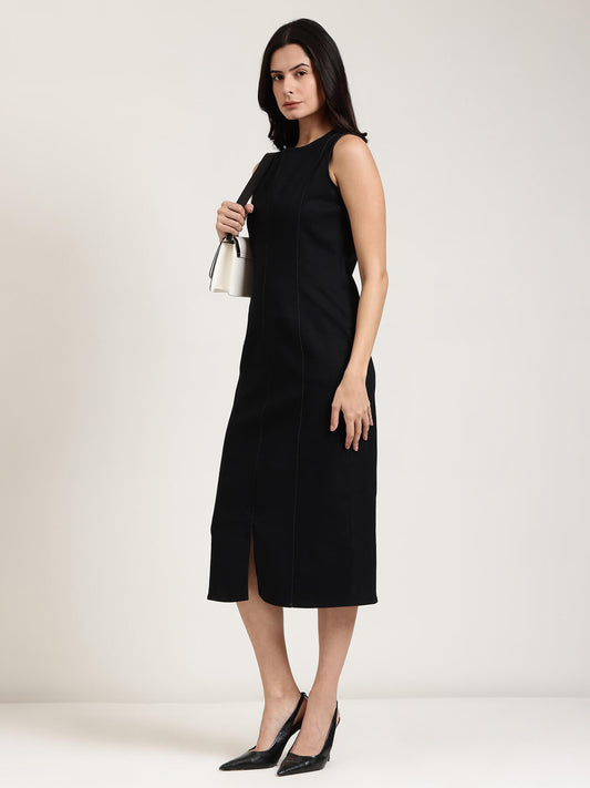 Denim Bodycon Dress - Black