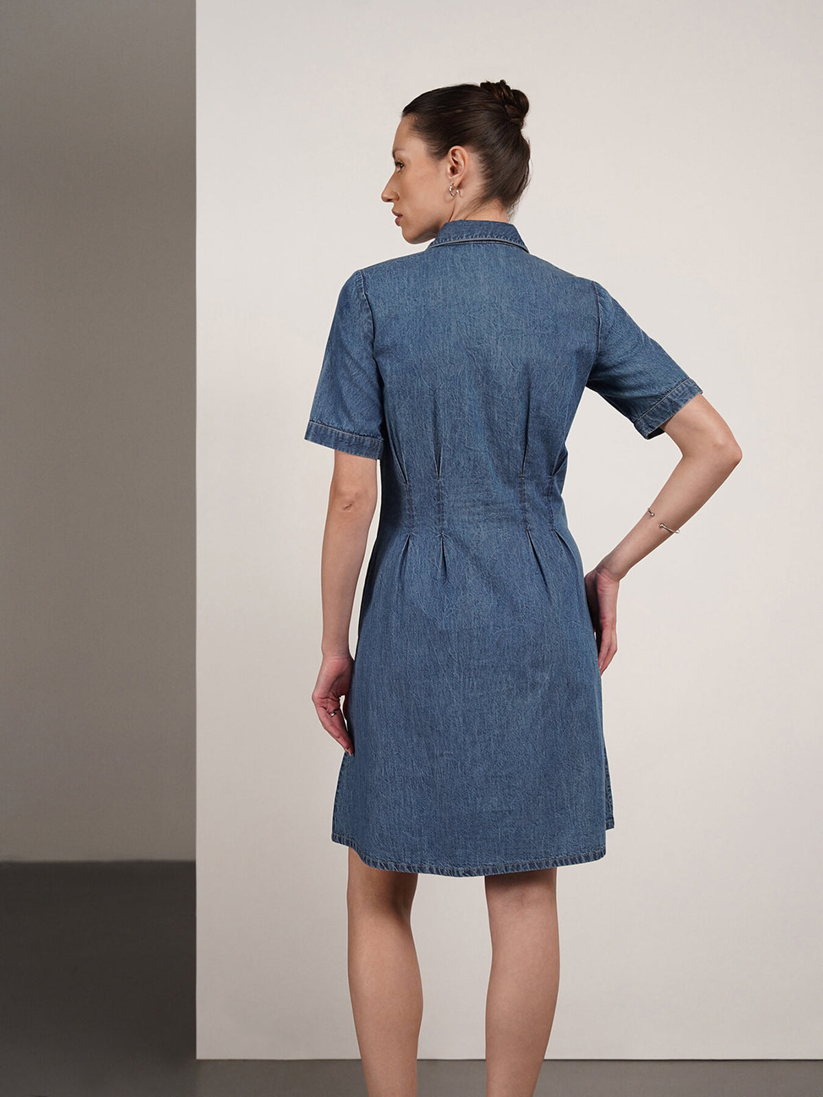 Denim A-Line Dress - Blue