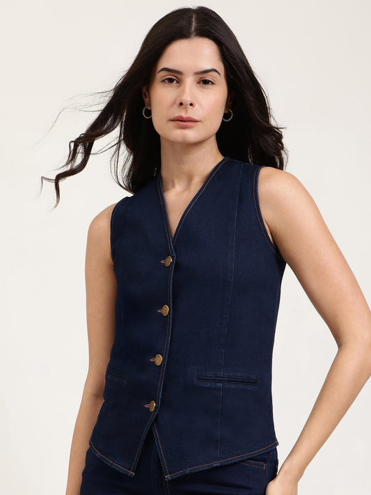 Denim Waistcoat - Navy Blue
