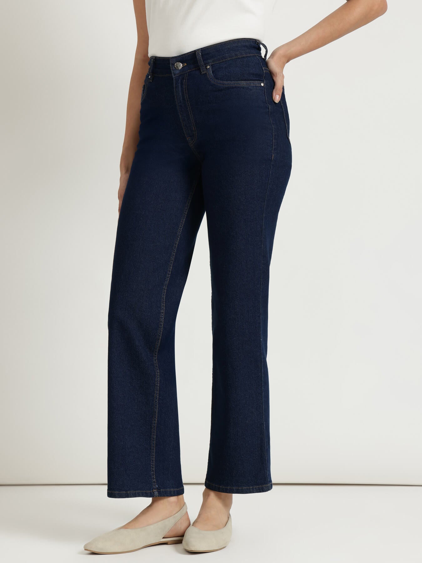 FableStreet Wide Leg Jeans - Dark Blue