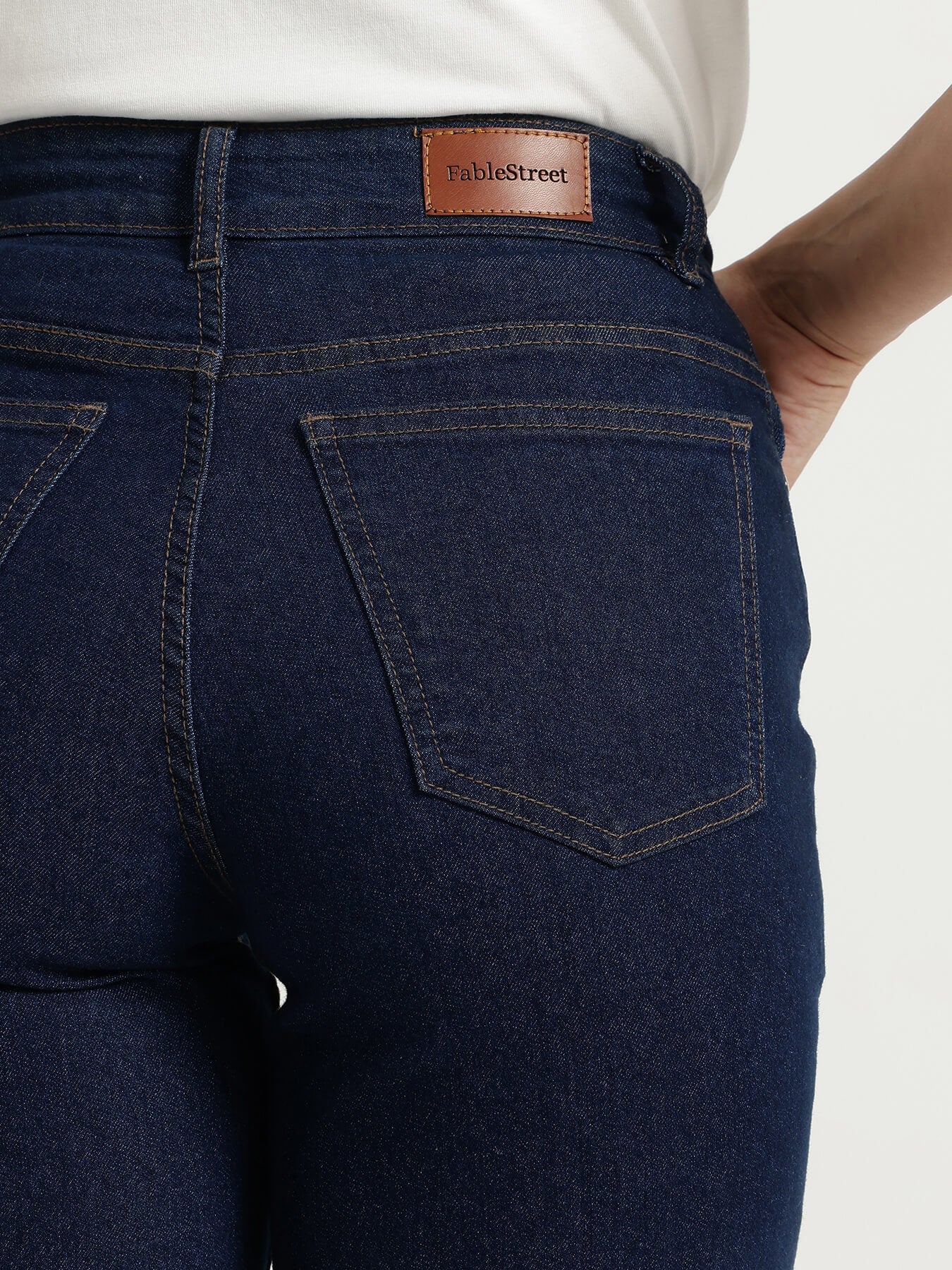 FableStreet Wide Leg Jeans - Dark Blue