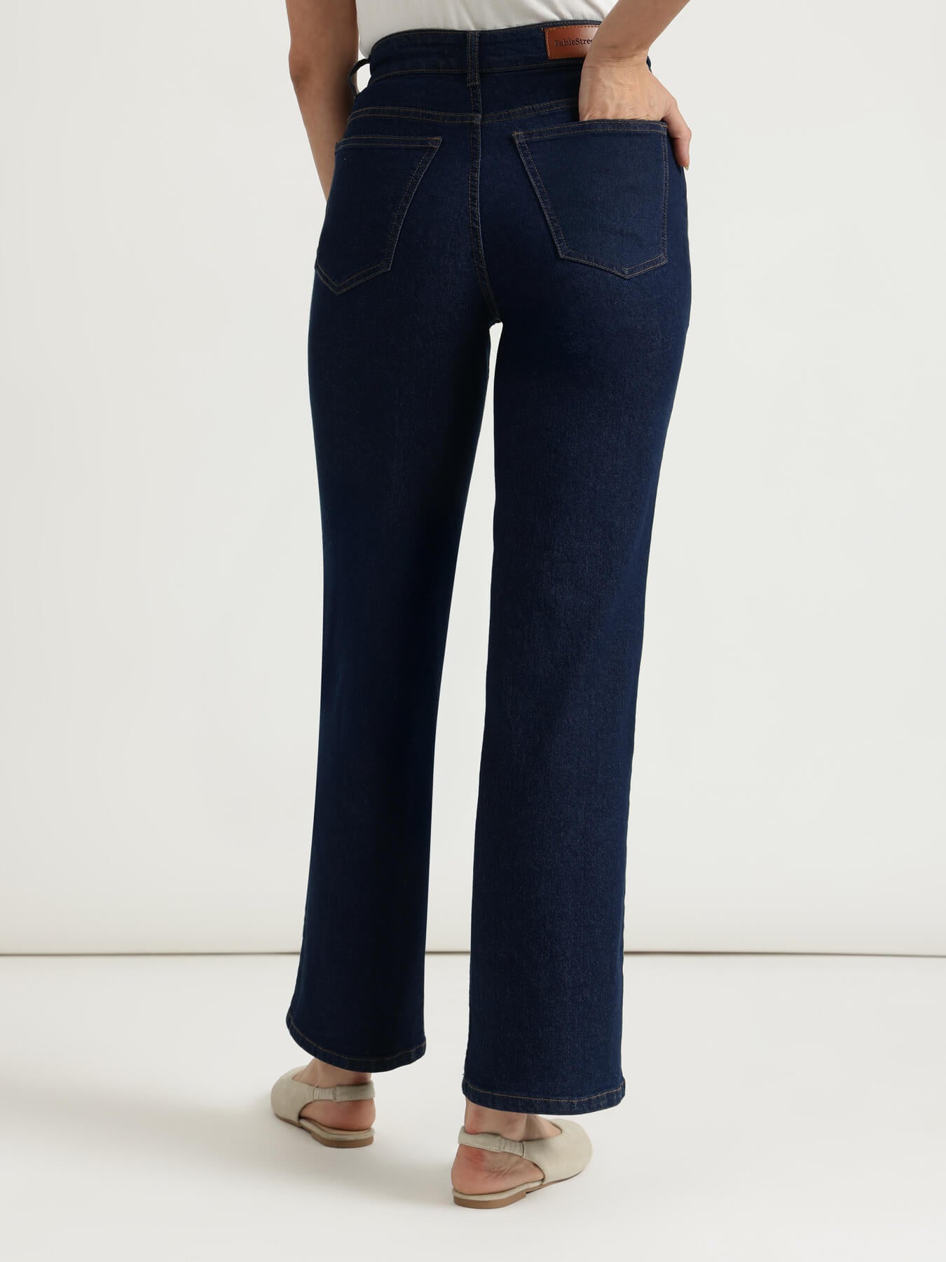 FableStreet Wide Leg Jeans - Dark Blue