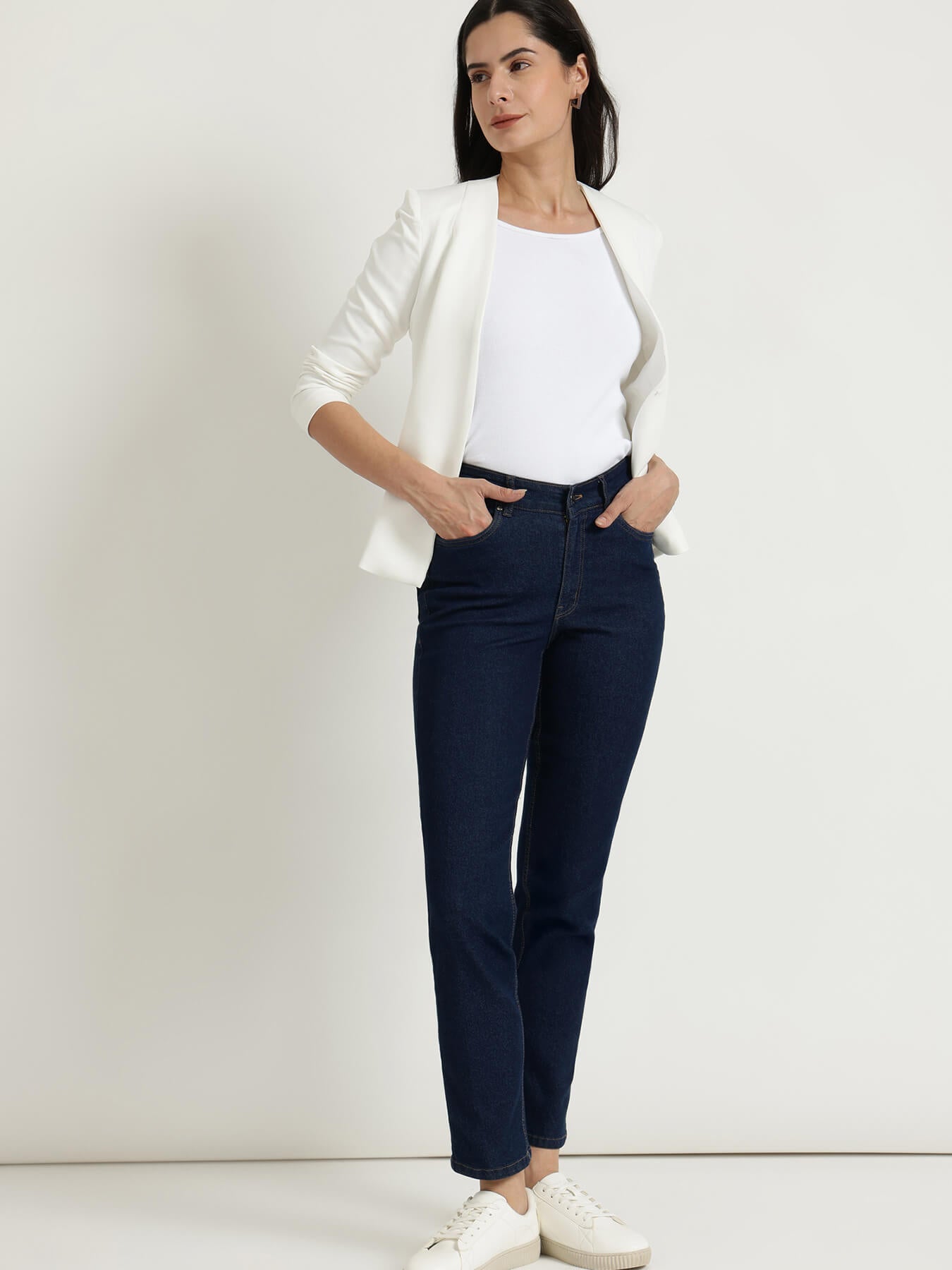 FableStreet Straight Fit Jeans - Dark Blue