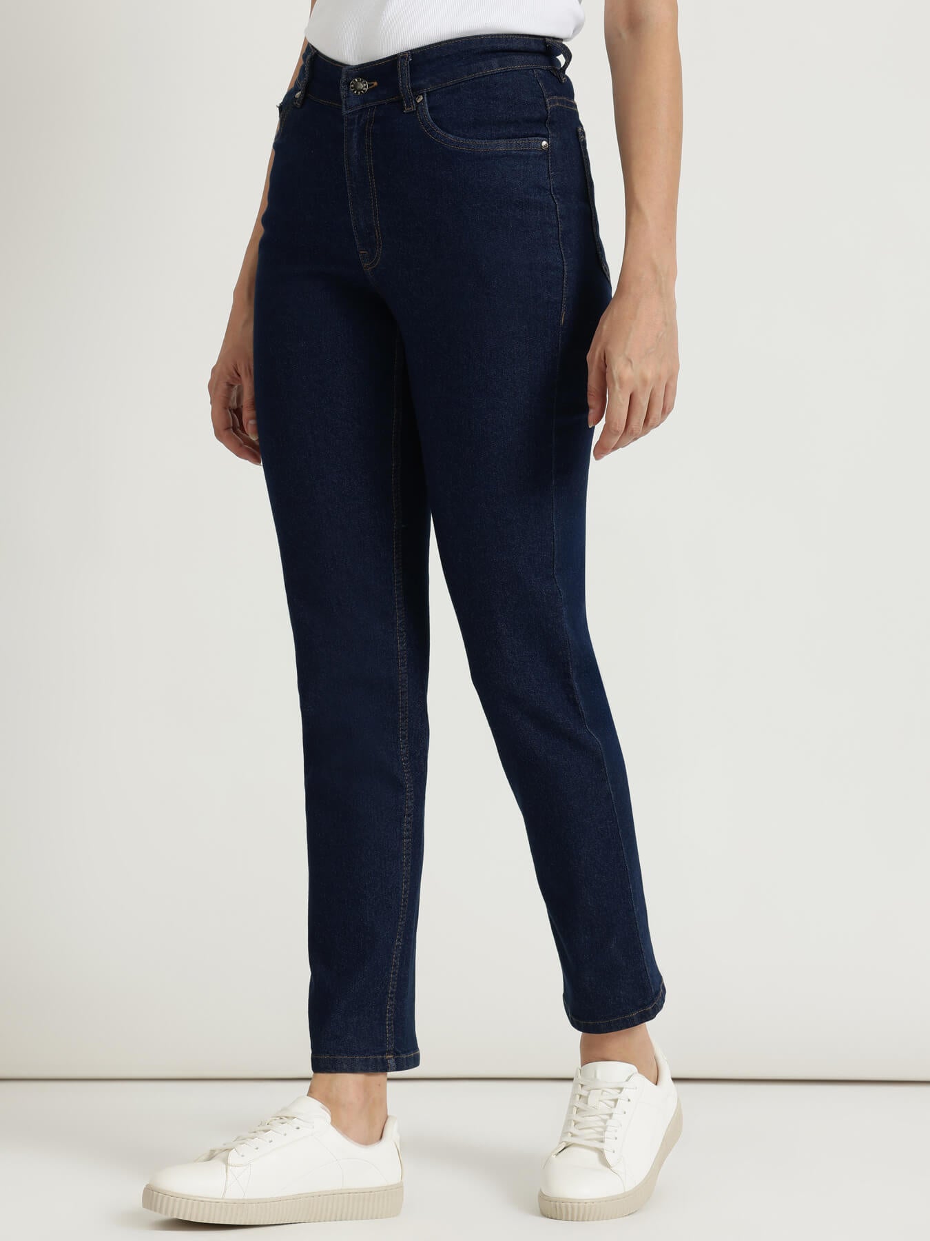 FableStreet Straight Fit Jeans - Dark Blue