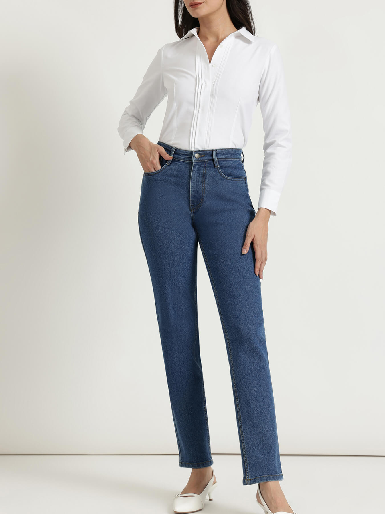 FableStreet Straight Fit Jeans - Blue