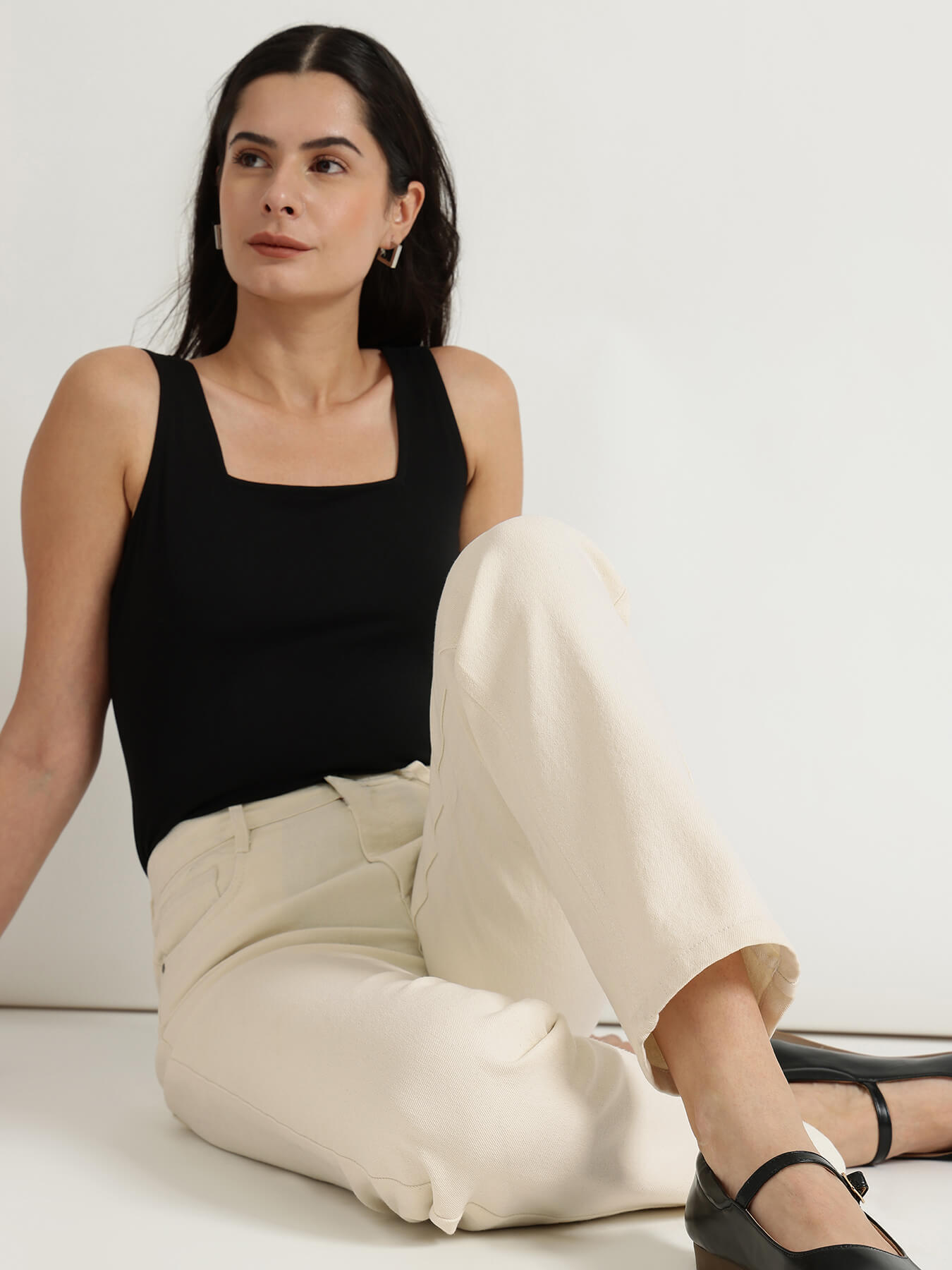 FableStreet Straight Fit Jeans - White