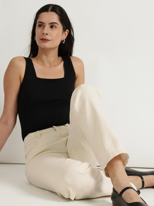 FableStreet Straight Fit Jeans - White