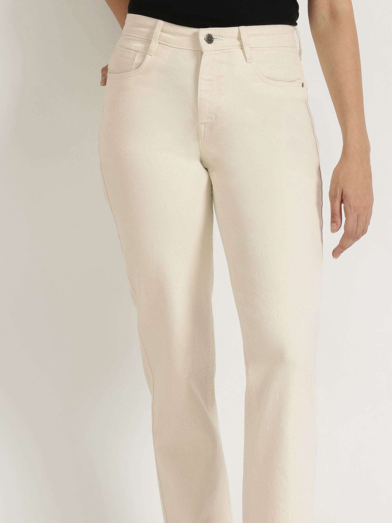 FableStreet Straight Fit Jeans - White