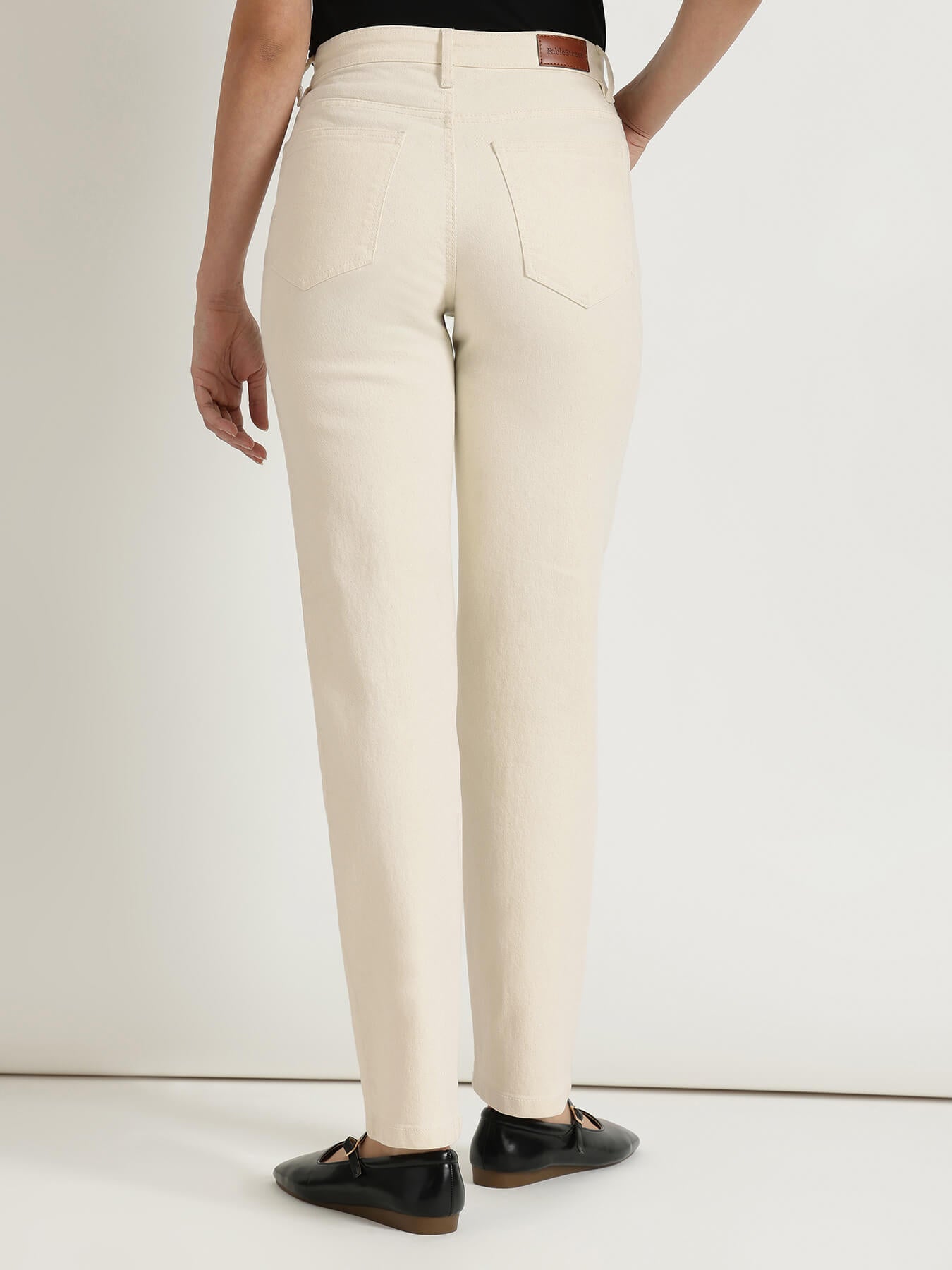 FableStreet Straight Fit Jeans - White